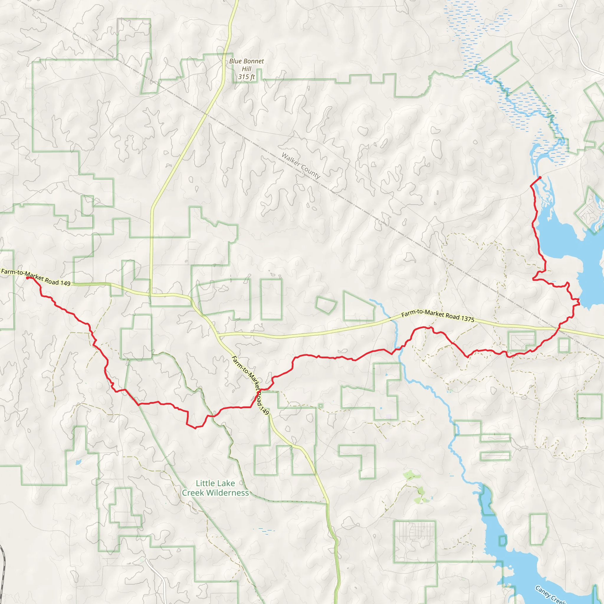 Lone Star Hiking Trail mobile static map