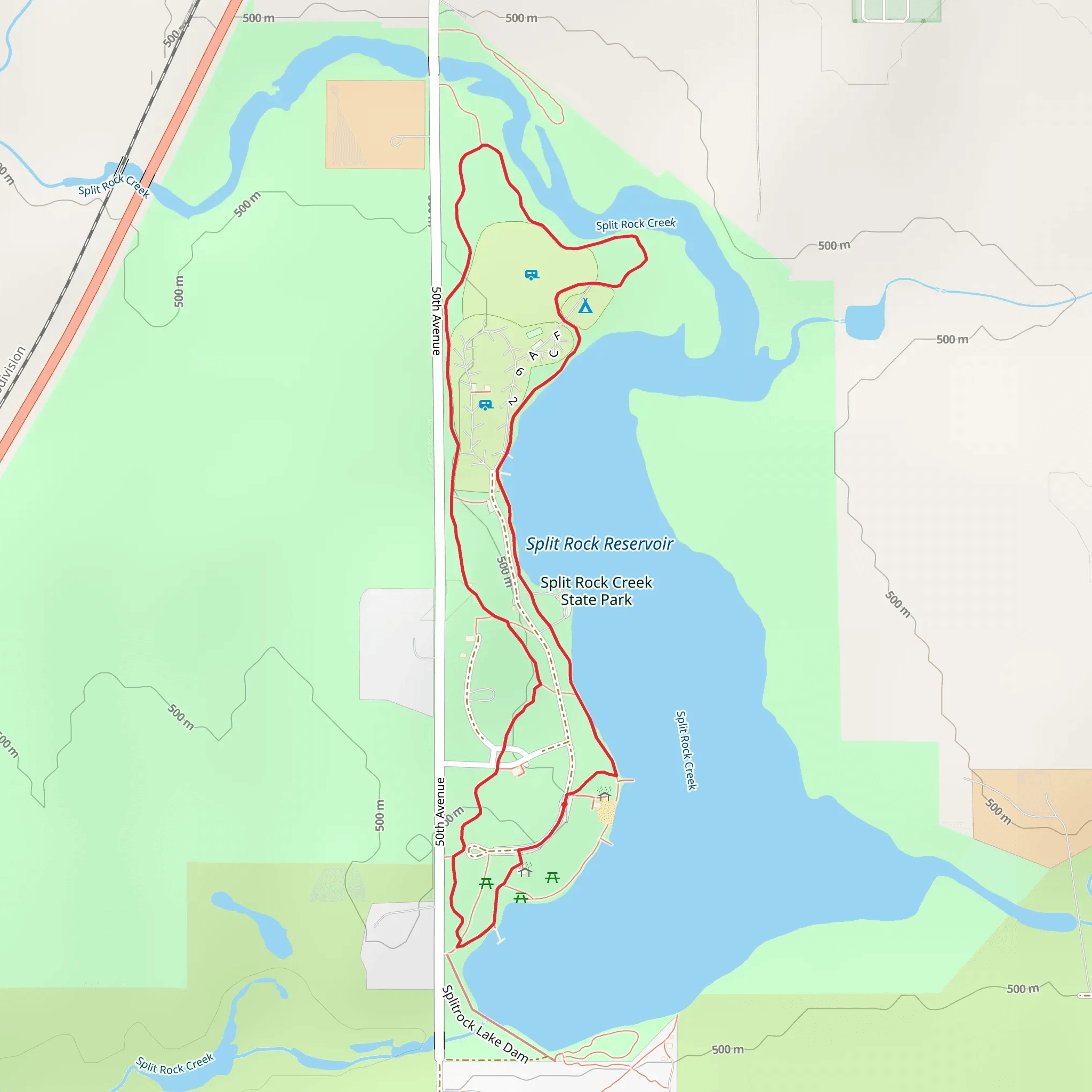 Split Rock Reservoir Loop mobile static map