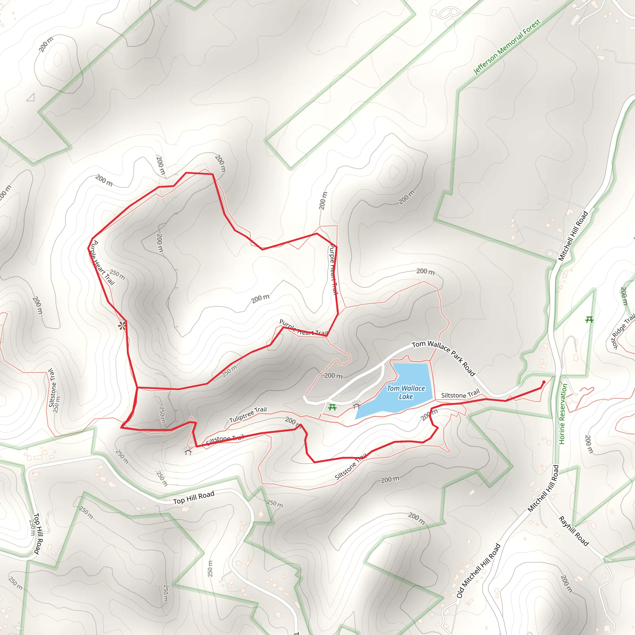 Tom Wallace Lake and Purple Heart Loop Trail via Siltstone Trail mobile static map