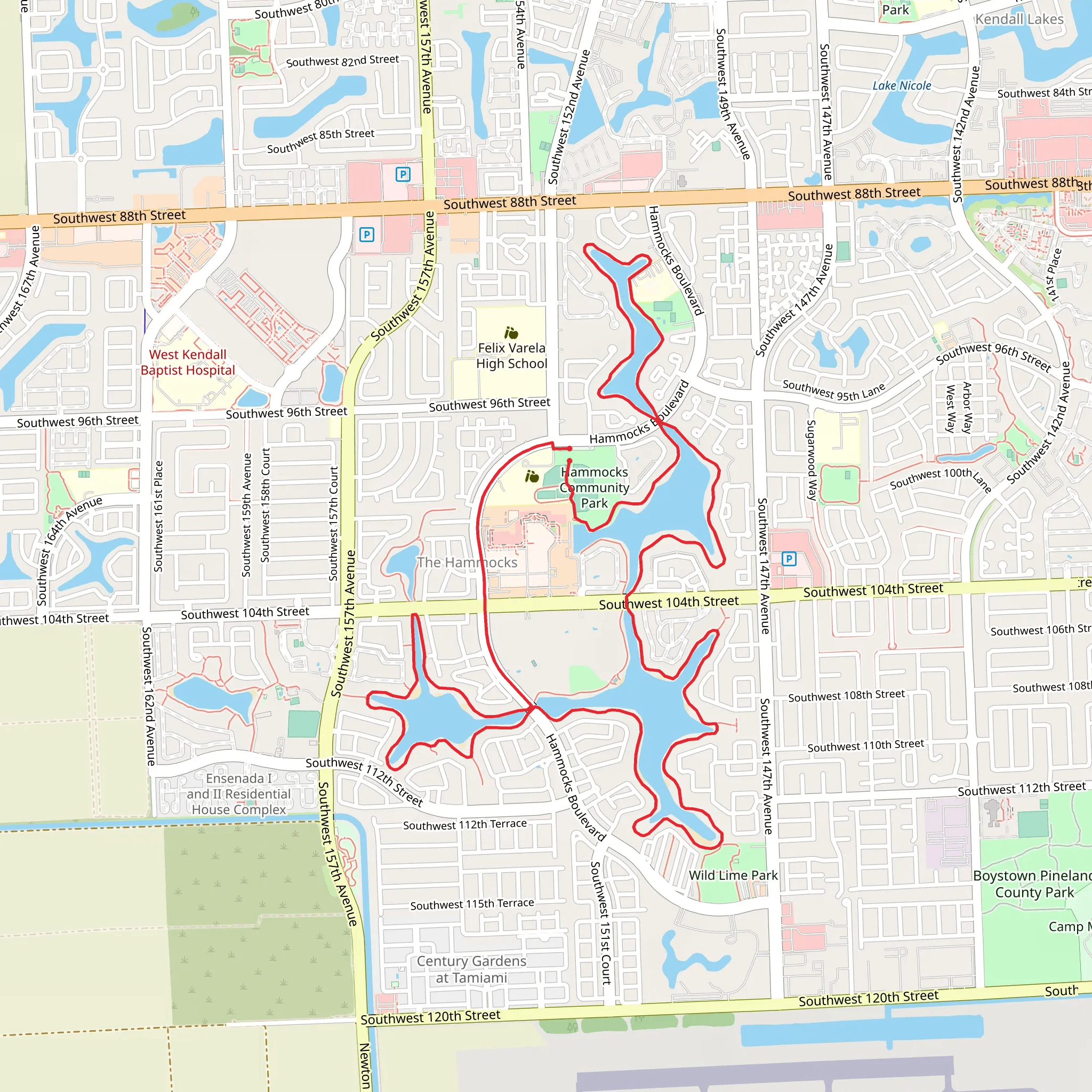 Hammocks Community Park Loop Trail mobile static map