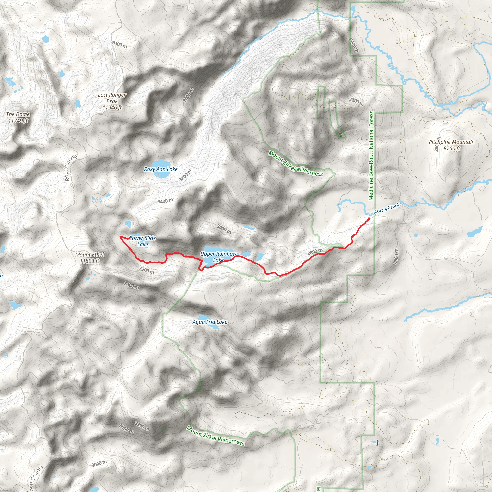 Slide Lake via Rainbow Lakes Trail mobile static map