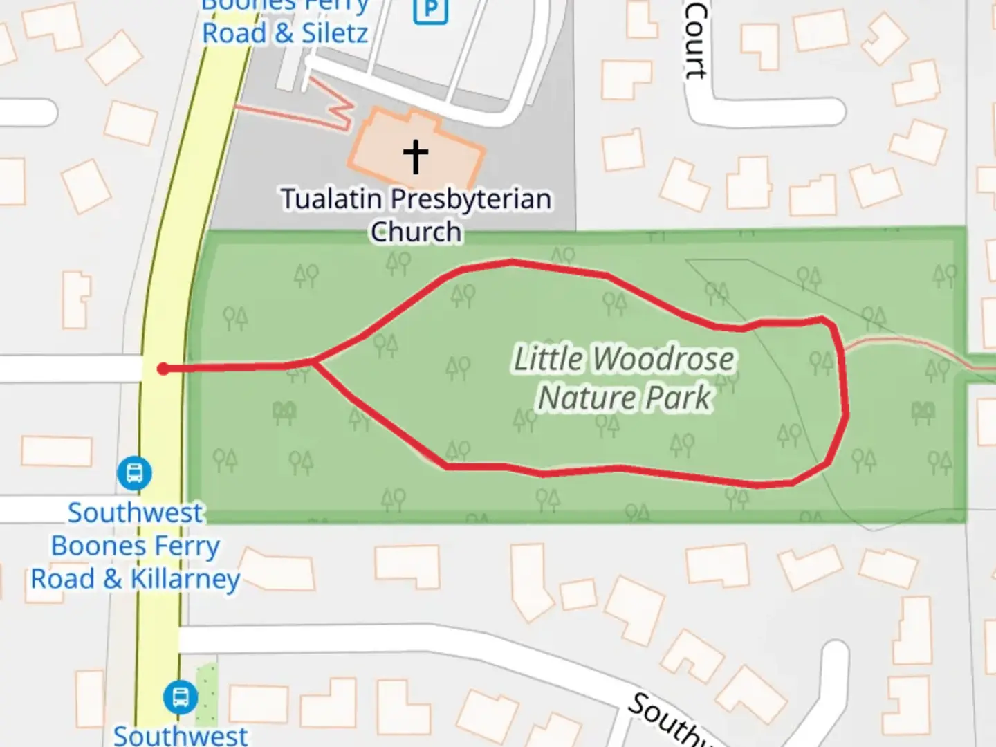 An image depicting the trail Little Woodrose Nature Park Loop and its surrounding area.