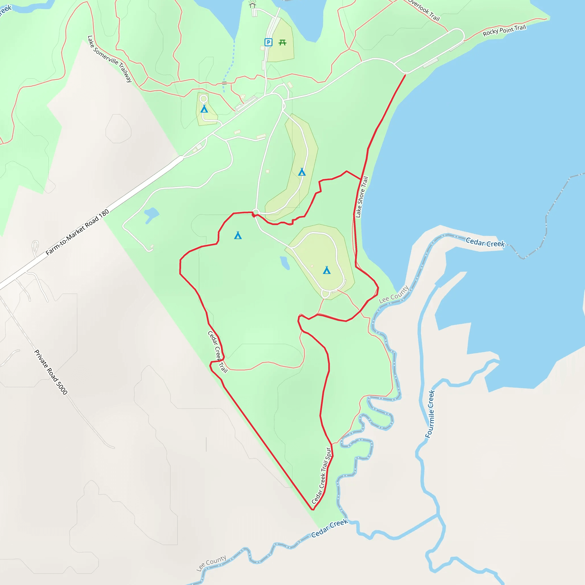 Lake Somerville State Park - Nails Creek Unit Loop mobile static map