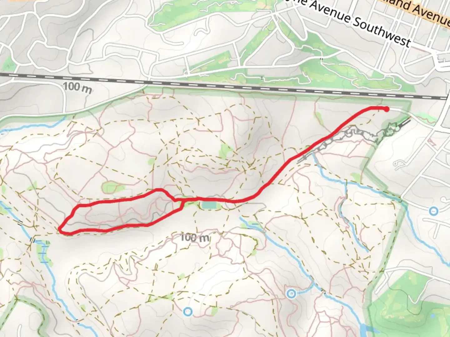 An image depicting the trail Peek-A-Boo Lane - Pete Bostwick Loop Trail and its surrounding area.