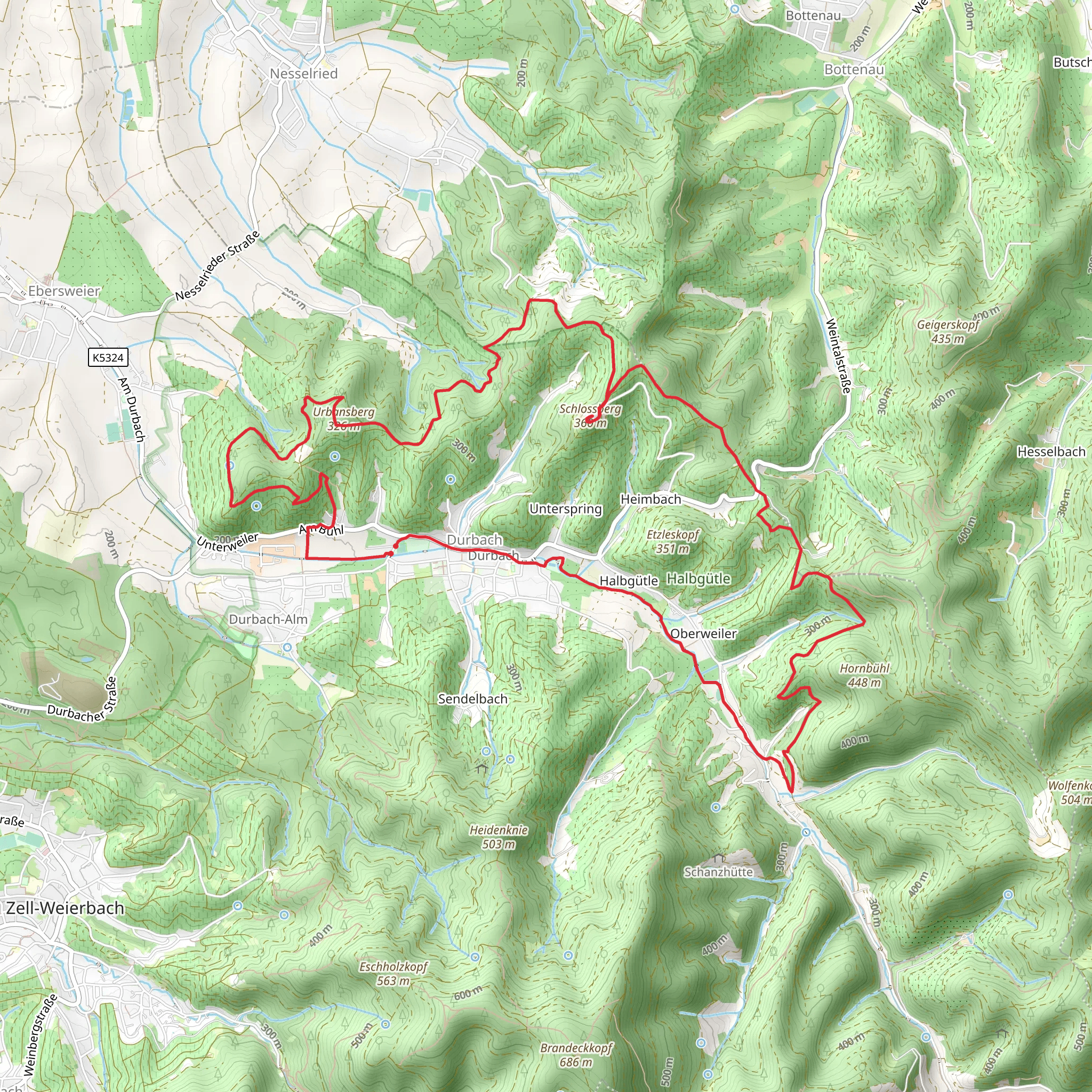 Durbach Loop via Schloss Staufenberg mobile static map