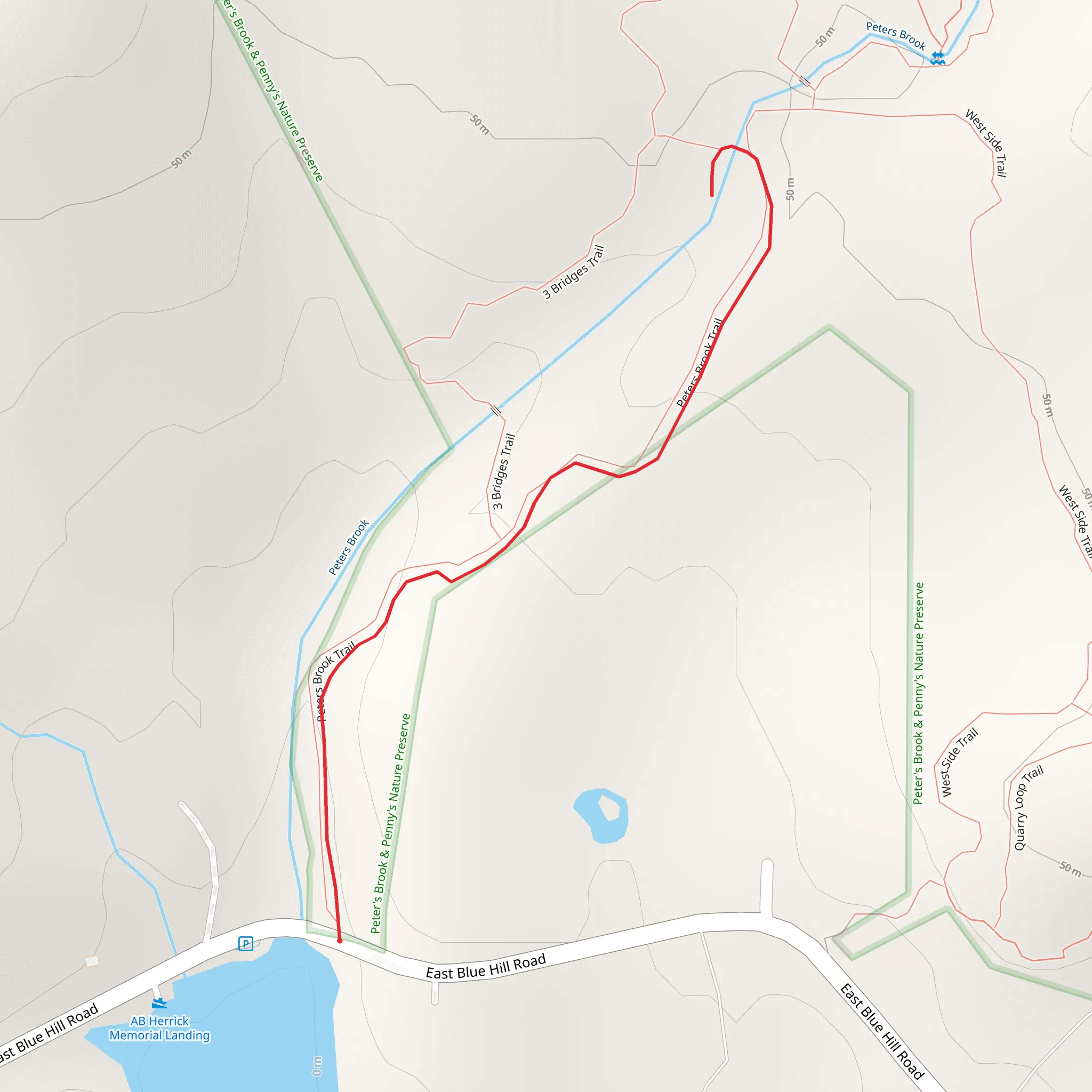 Peters Brook Trail from East Blue Hill Road mobile static map