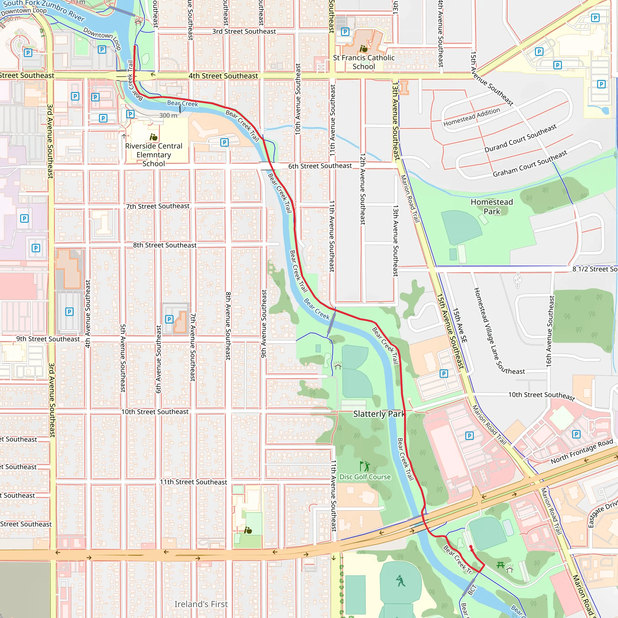 Bear Creek Trail - 12th Street Southeast mobile static map
