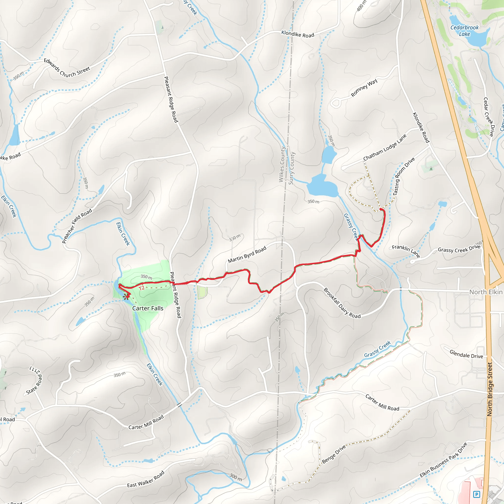Carter Falls via Vineyard Trail mobile static map