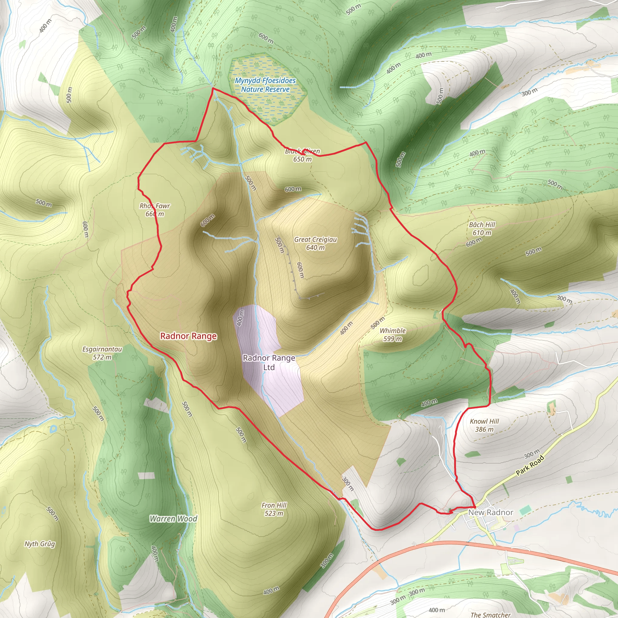 Great Rhos and The Radnor Forest from New Radnor mobile static map