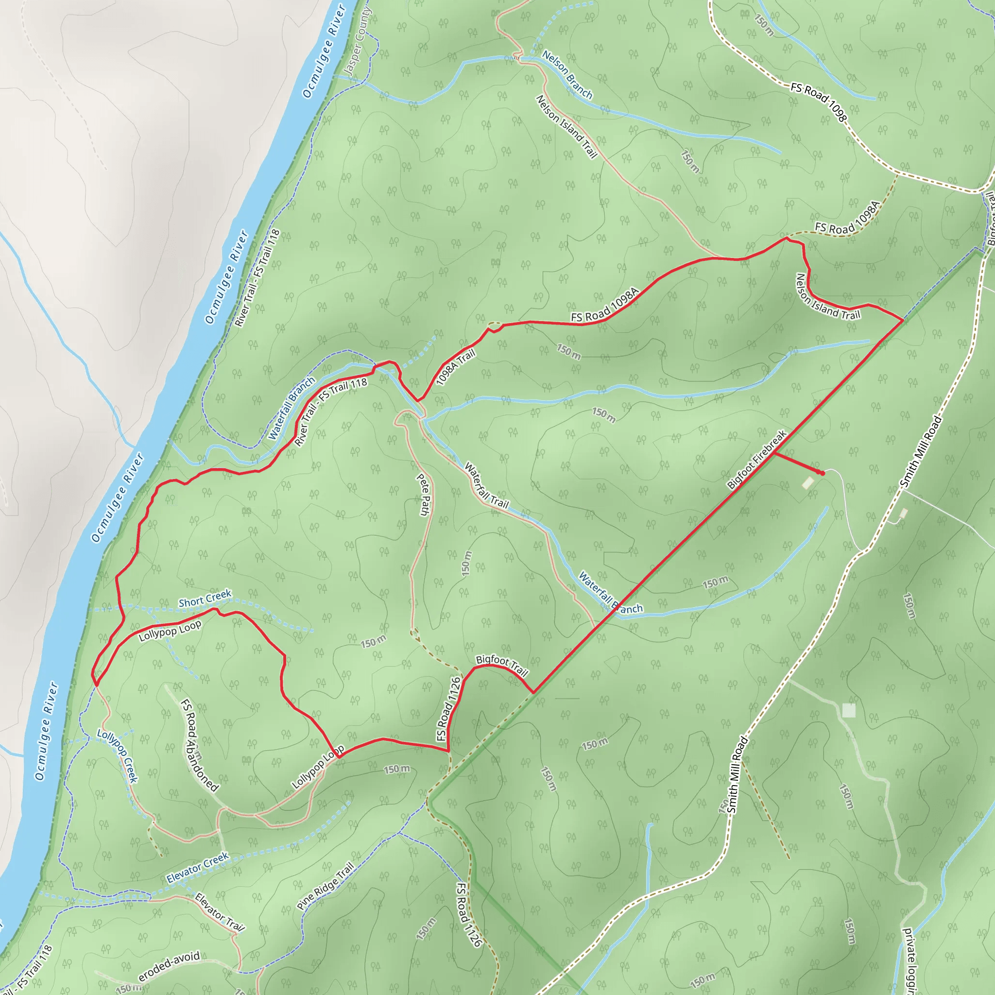Bigfoot, RIver and Nelson Island Loop Trail mobile static map