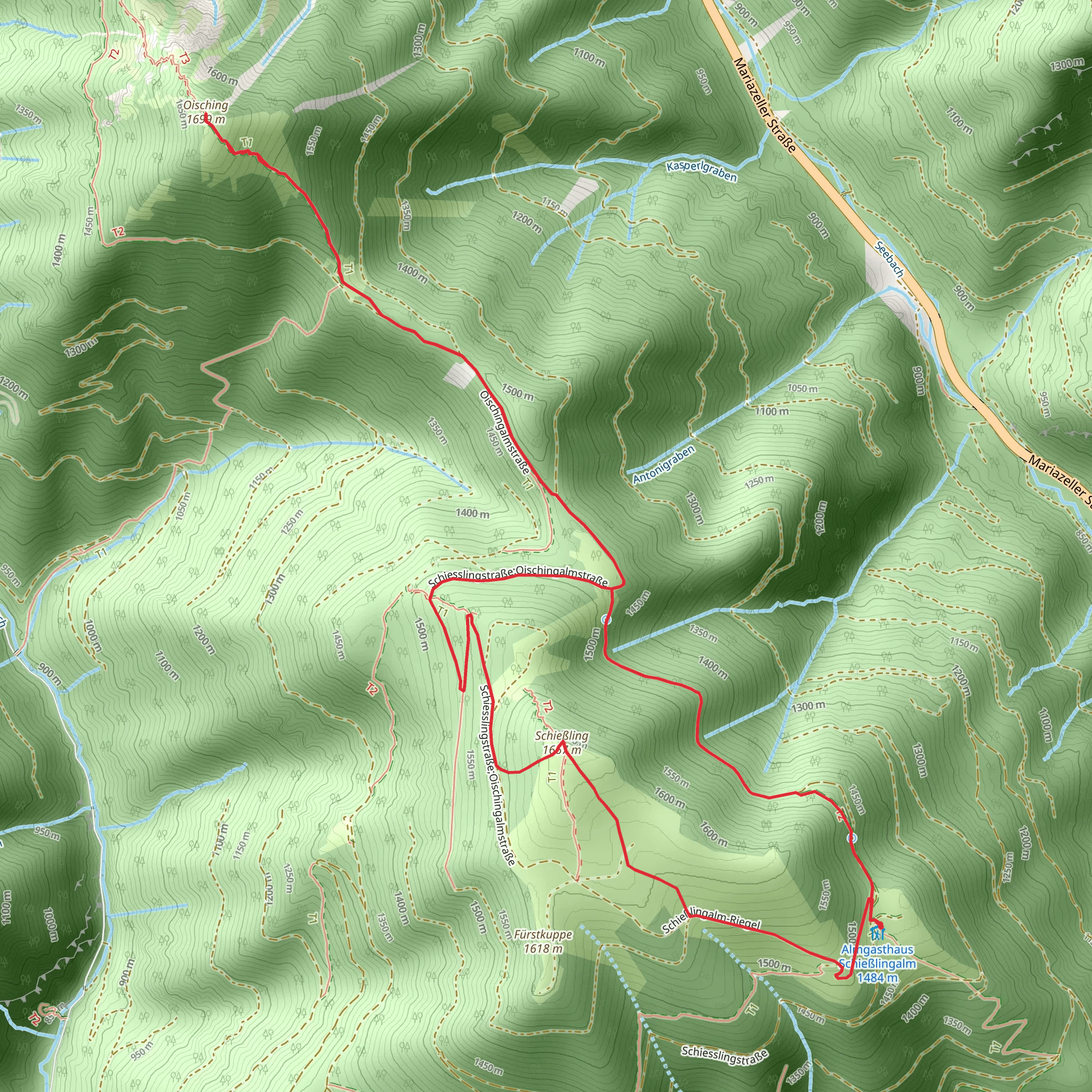 Schießlingalm - Oischinggipfel mobile static map