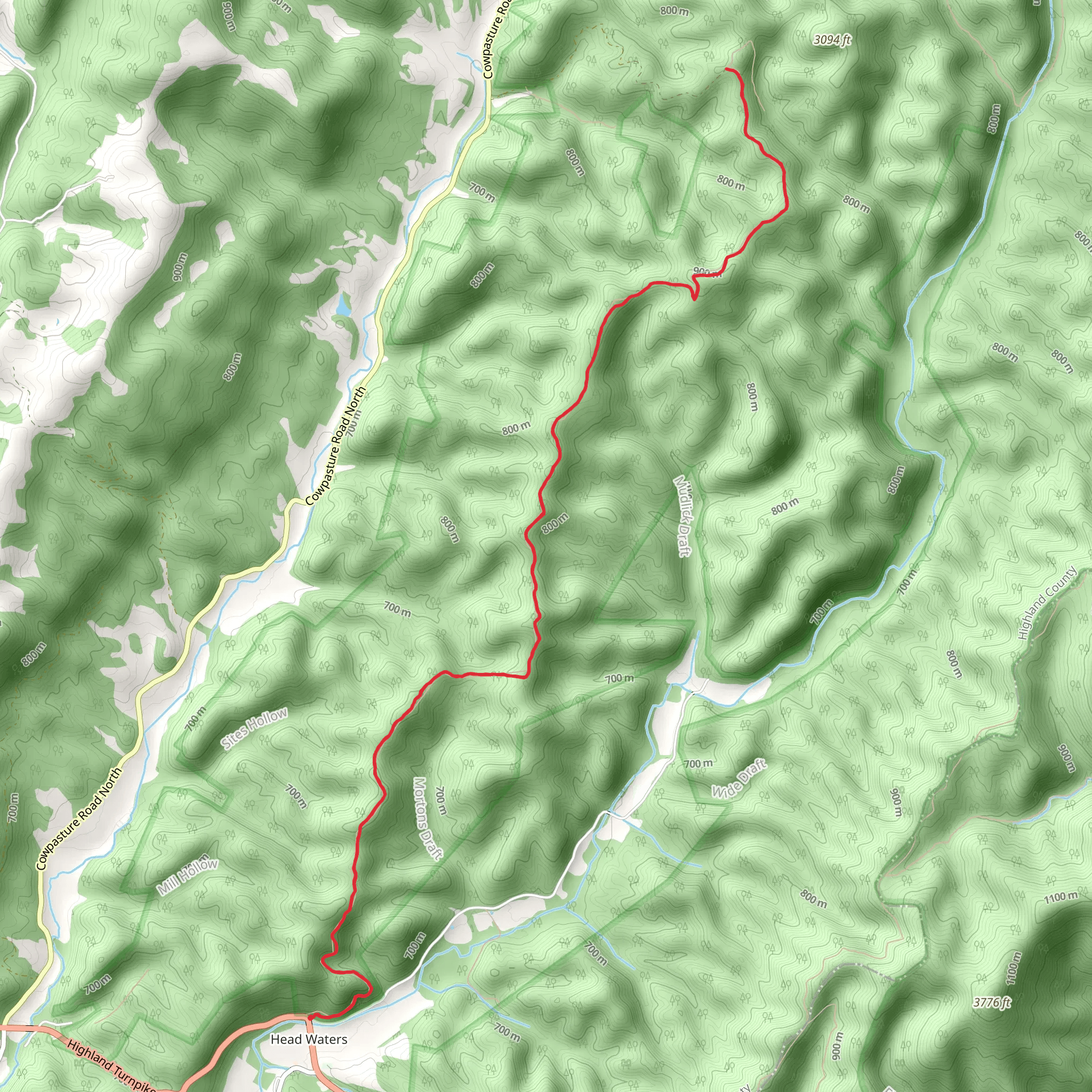 Shaws Ridge Trail mobile static map
