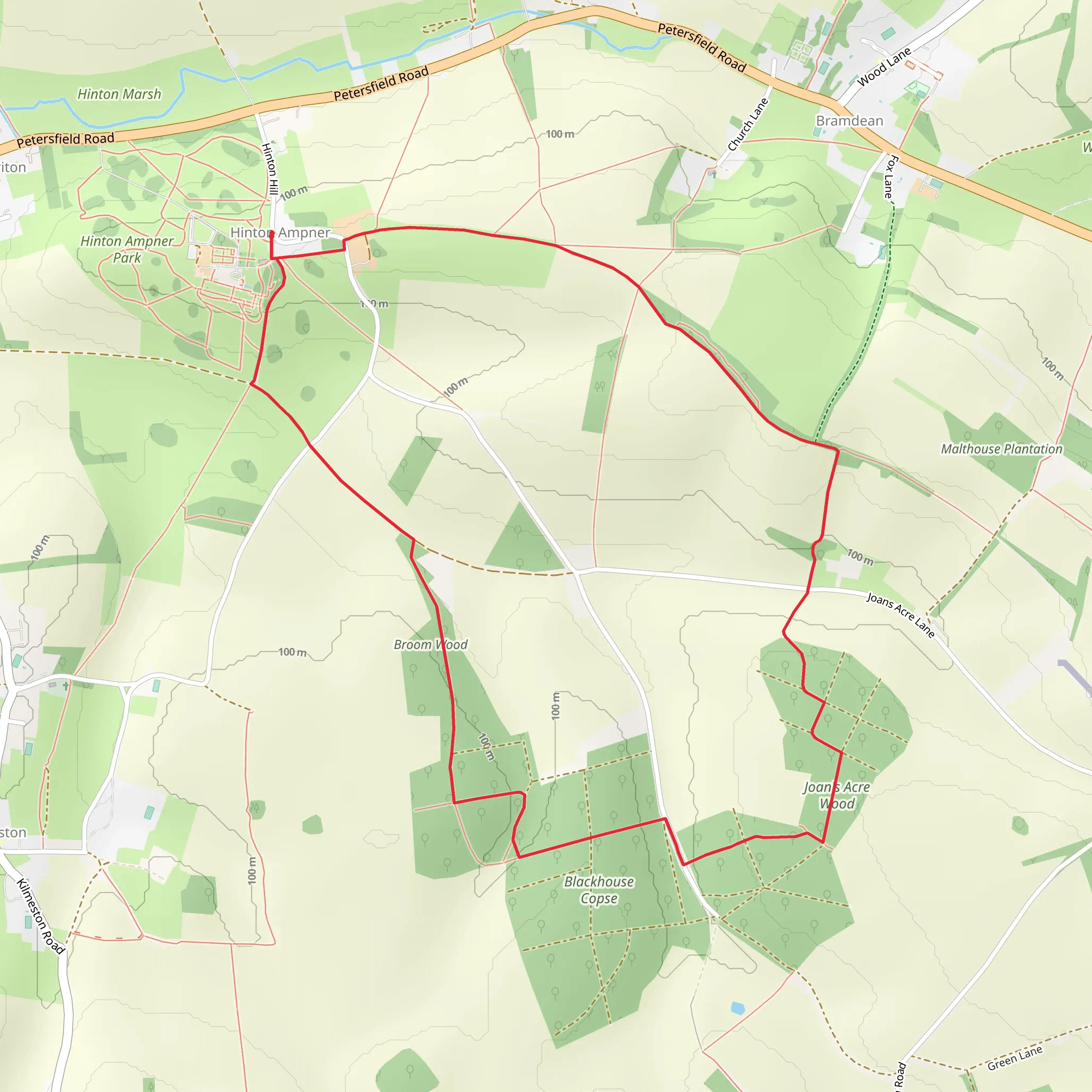 Joan's Acre Wood and Broom Wood Loop mobile static map