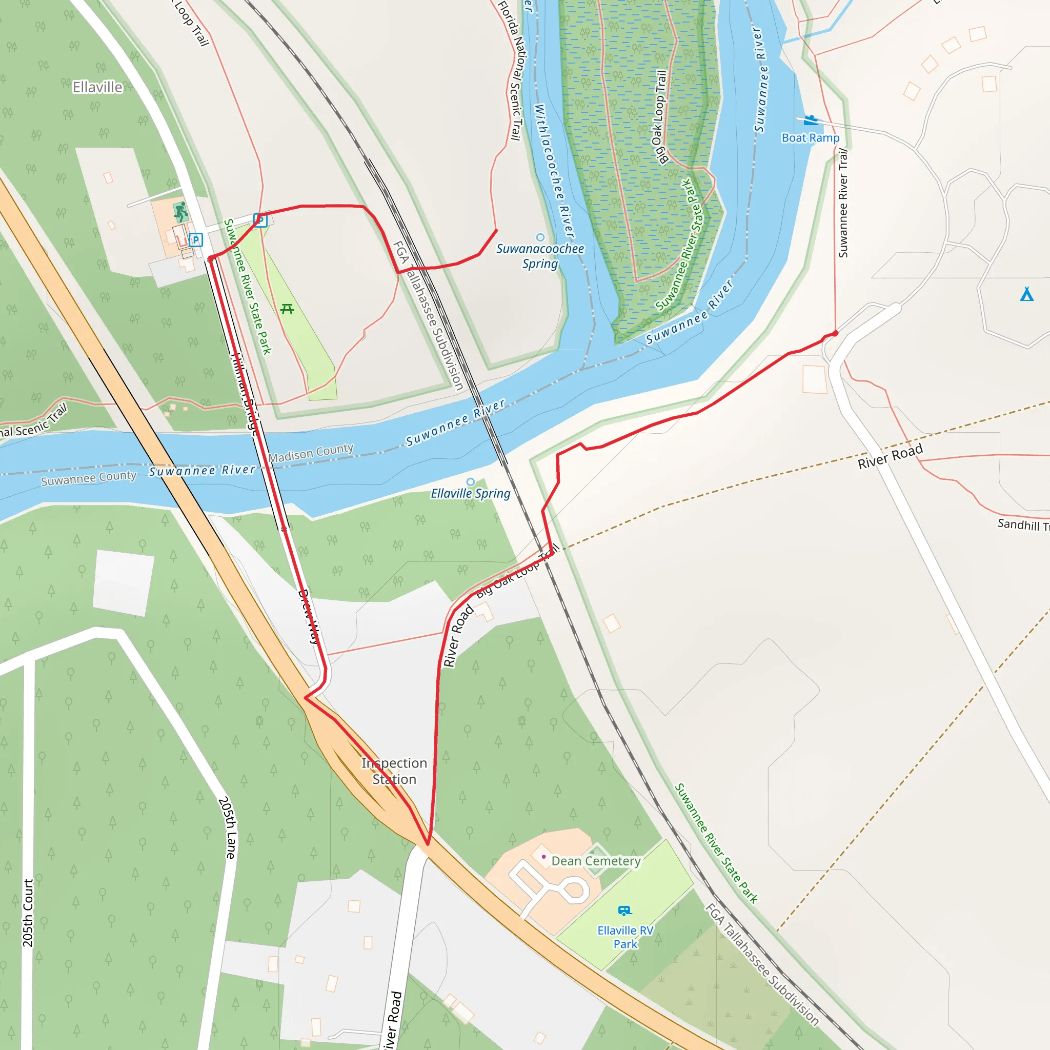 Big Oak Trail and Hillman Bridge mobile static map