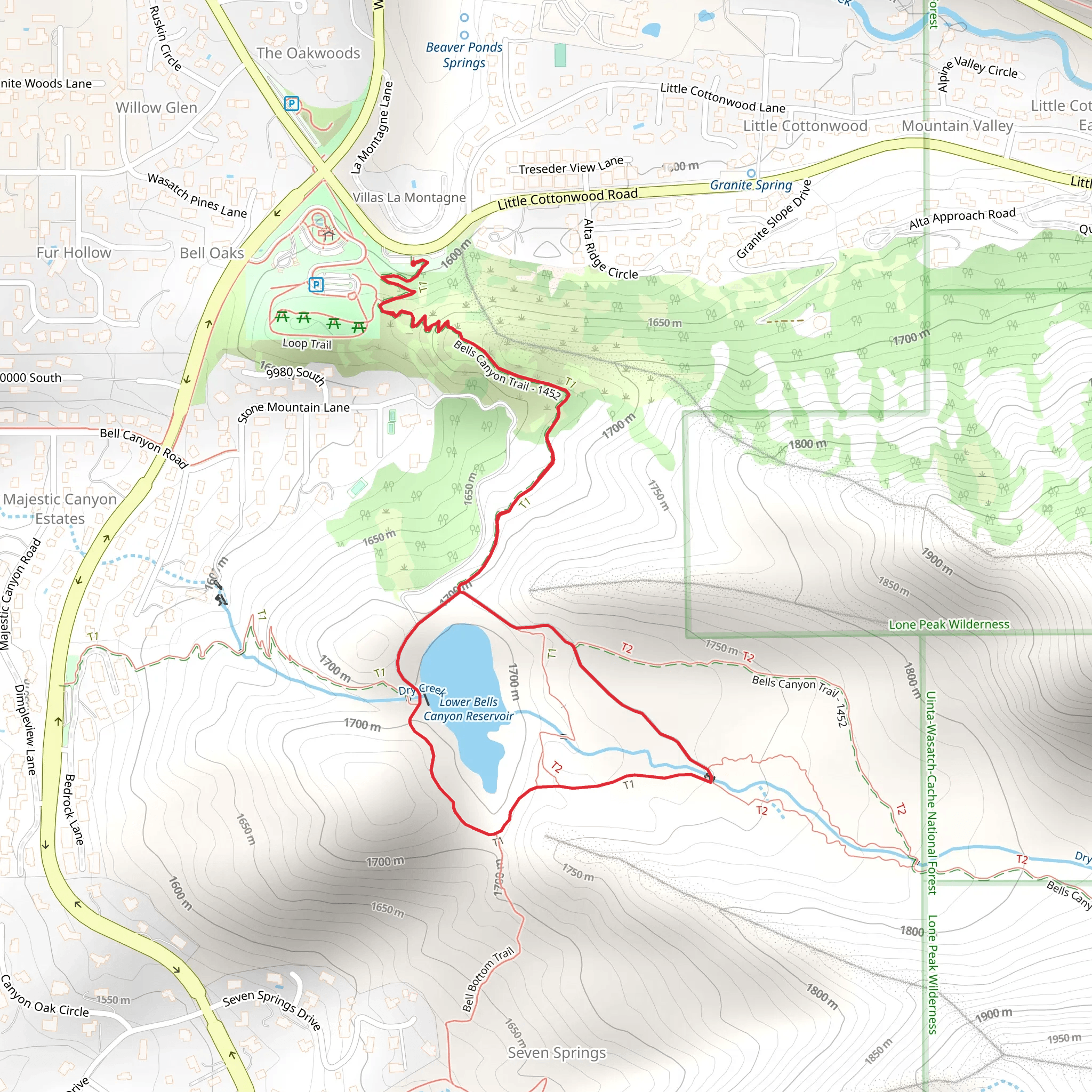 Lower Bells Canyon Reservoir Loop via Bells Canyon Trail mobile static map