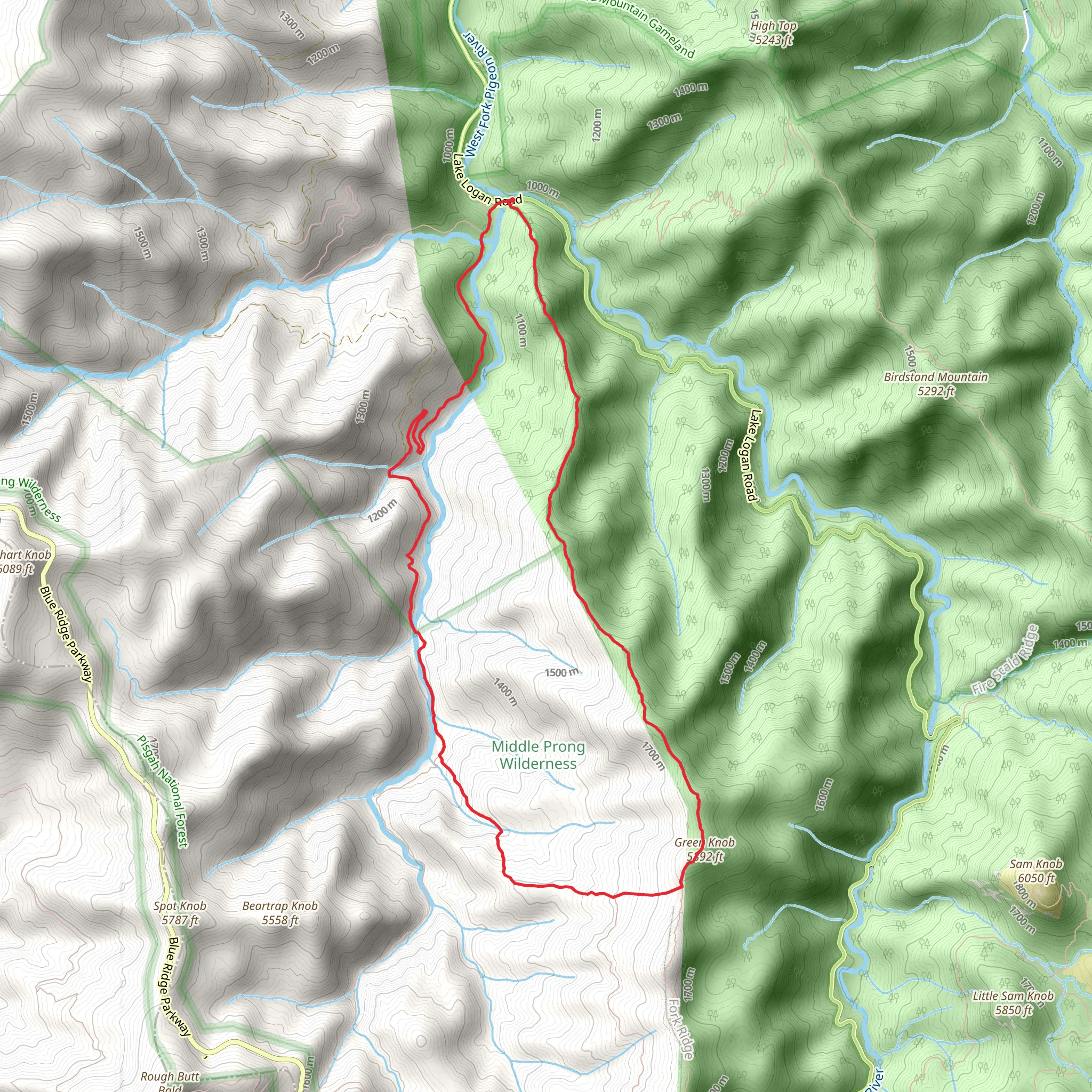 Green Mountain Trail, Green Knob and Lickstone Ridge Road Loop mobile static map