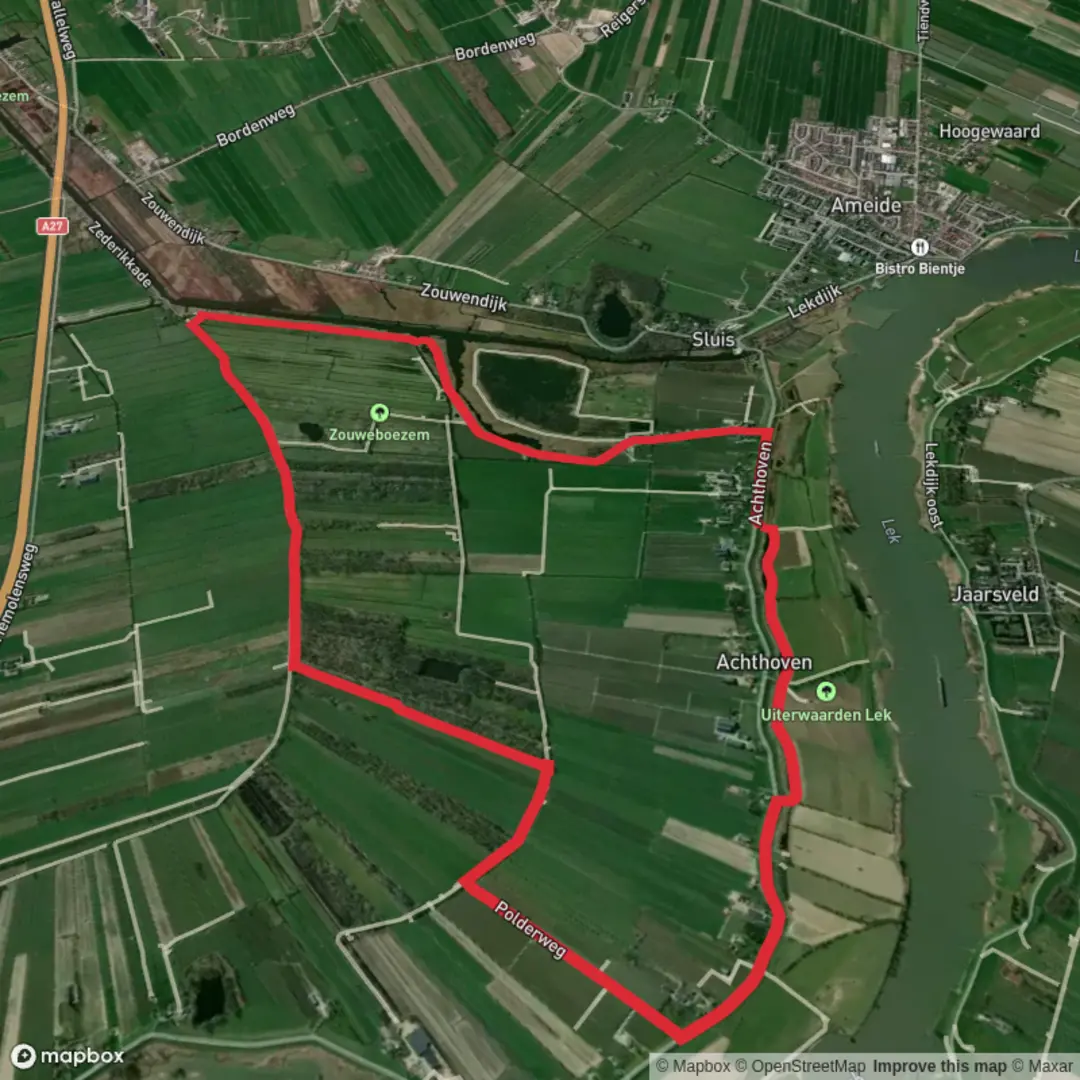 An image depicting the trail De Kikker and Eendenkooi Loop and its surrounding area.