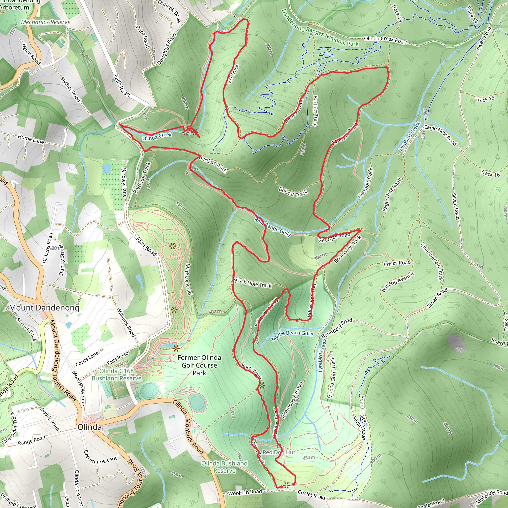 Olinda Falls and Valley Trail mobile static map