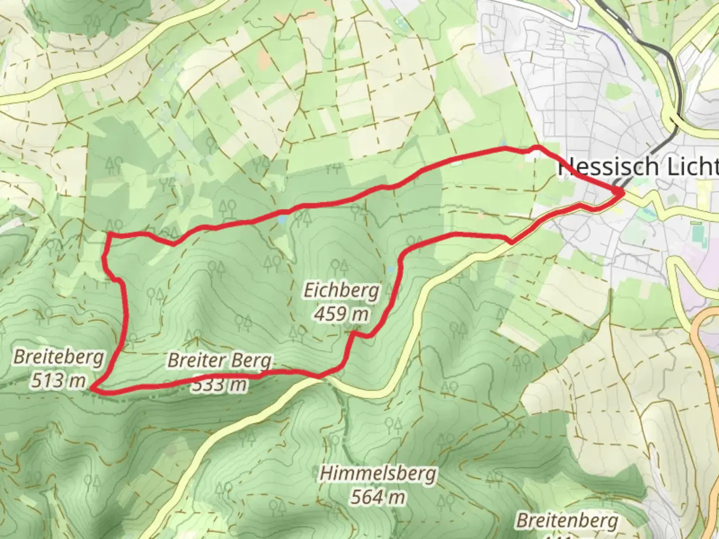 An image depicting the trail Franzosenstrasse and Guensteroder Rundweg G1 and its surrounding area.