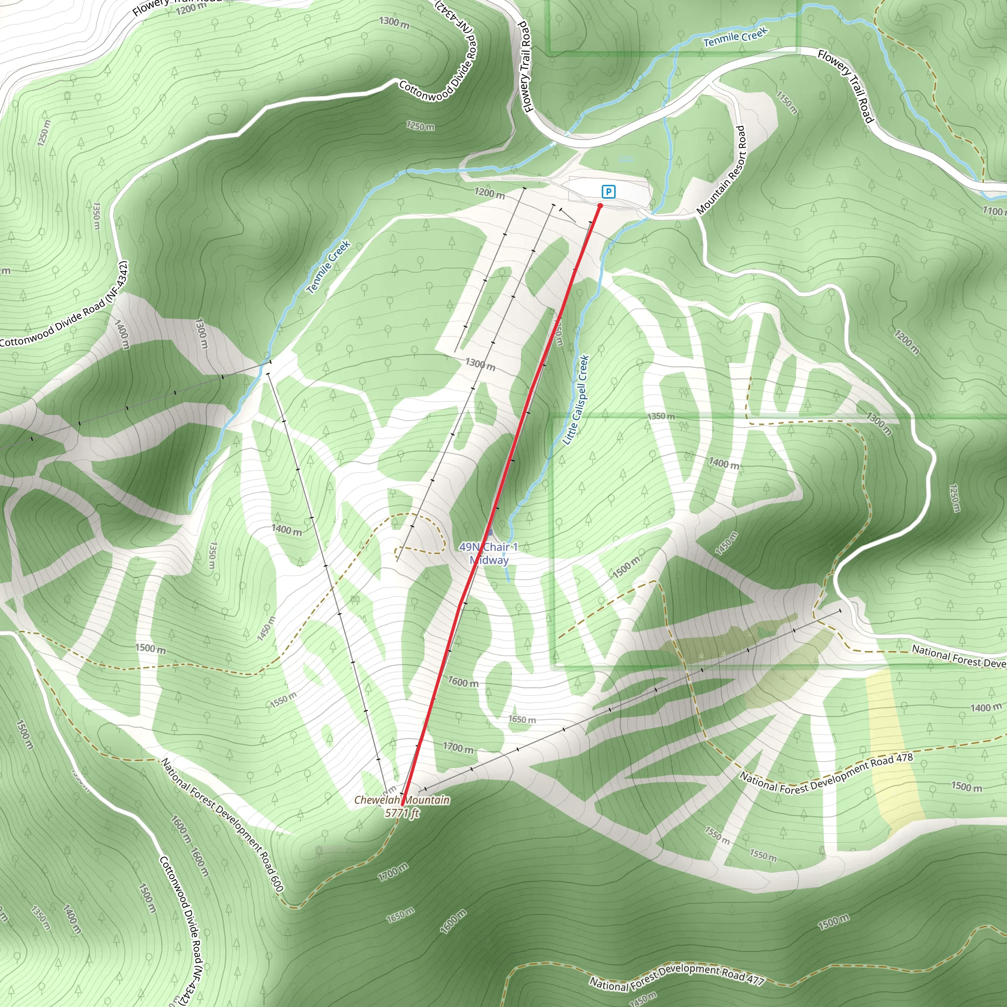 Chewelah Mountain Trail mobile static map