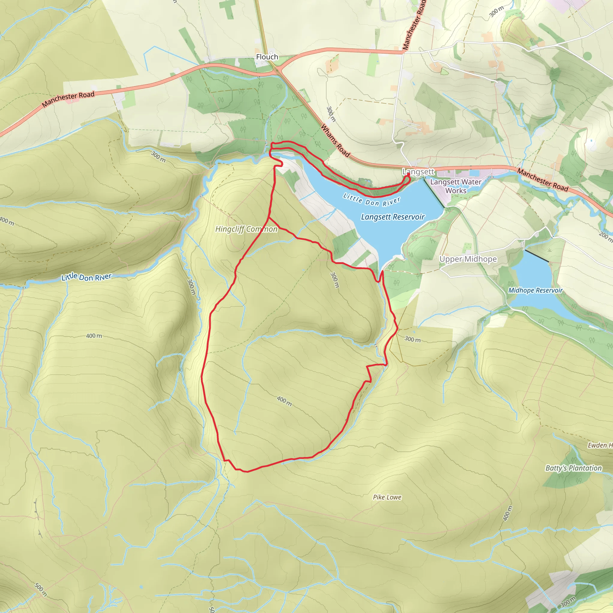 Langsett Reservoir and Midhope Moors Loop mobile static map
