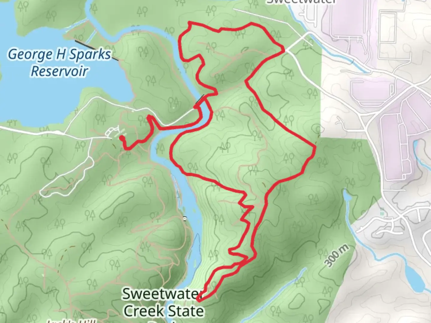 An image depicting the trail Yellow Trail, Blue Trail and Orange Trail Loop and its surrounding area.