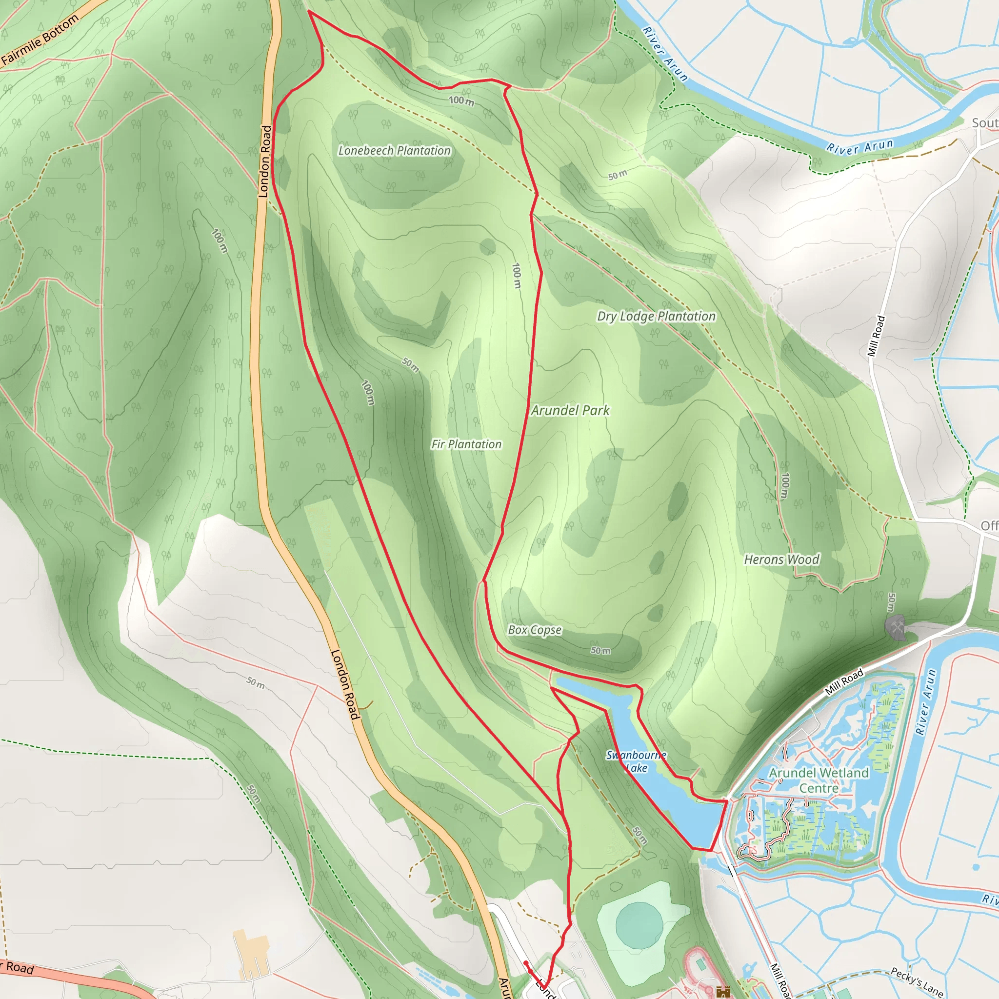 Lonebeech Plantation and Swanbourne Lake Loop mobile static map
