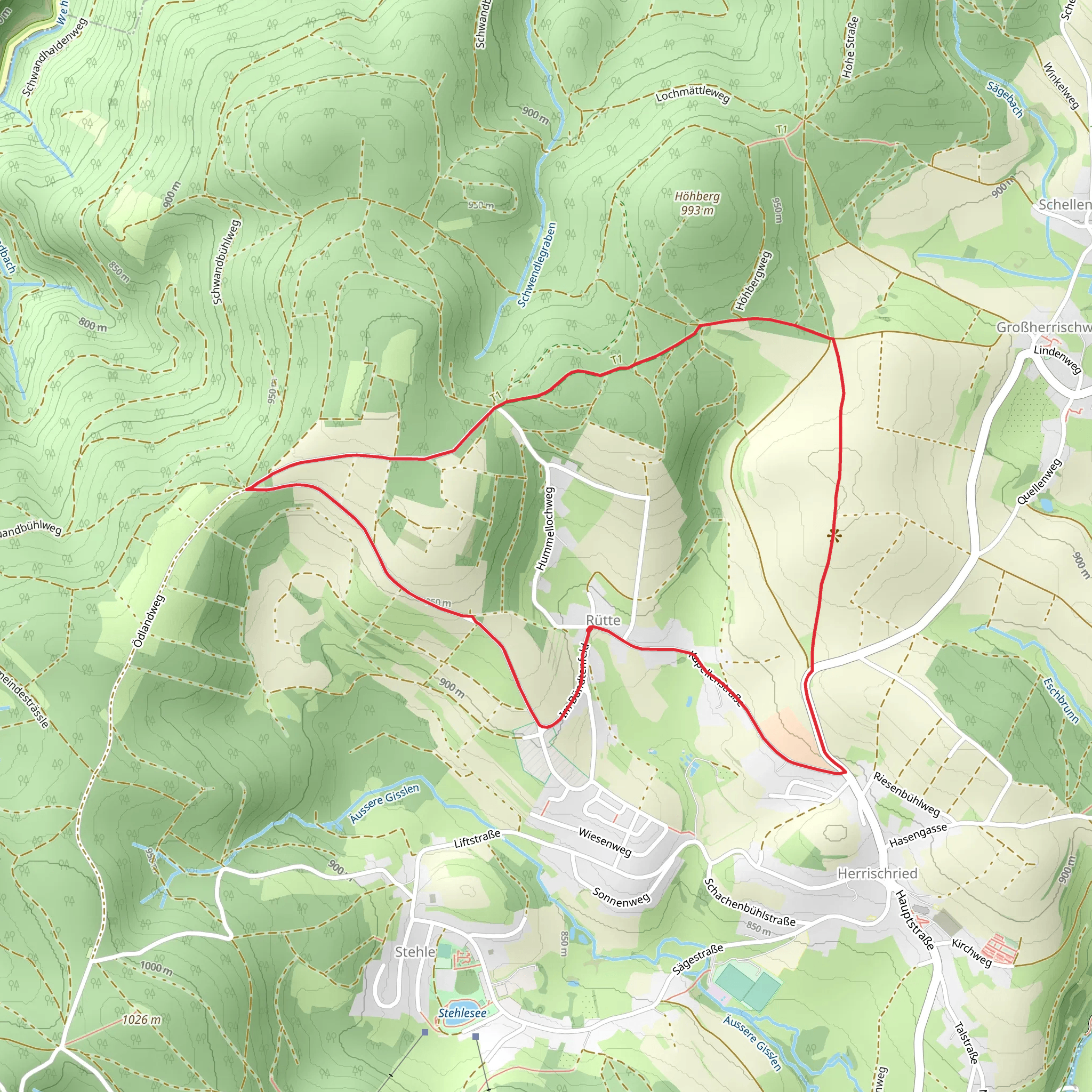Rütte and Alpenpanorama Loop Walk mobile static map