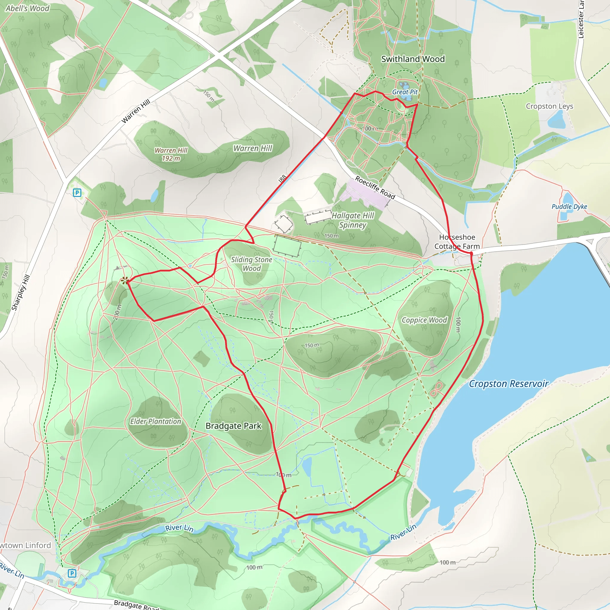 Bradgate Park and Swithland Wood mobile static map