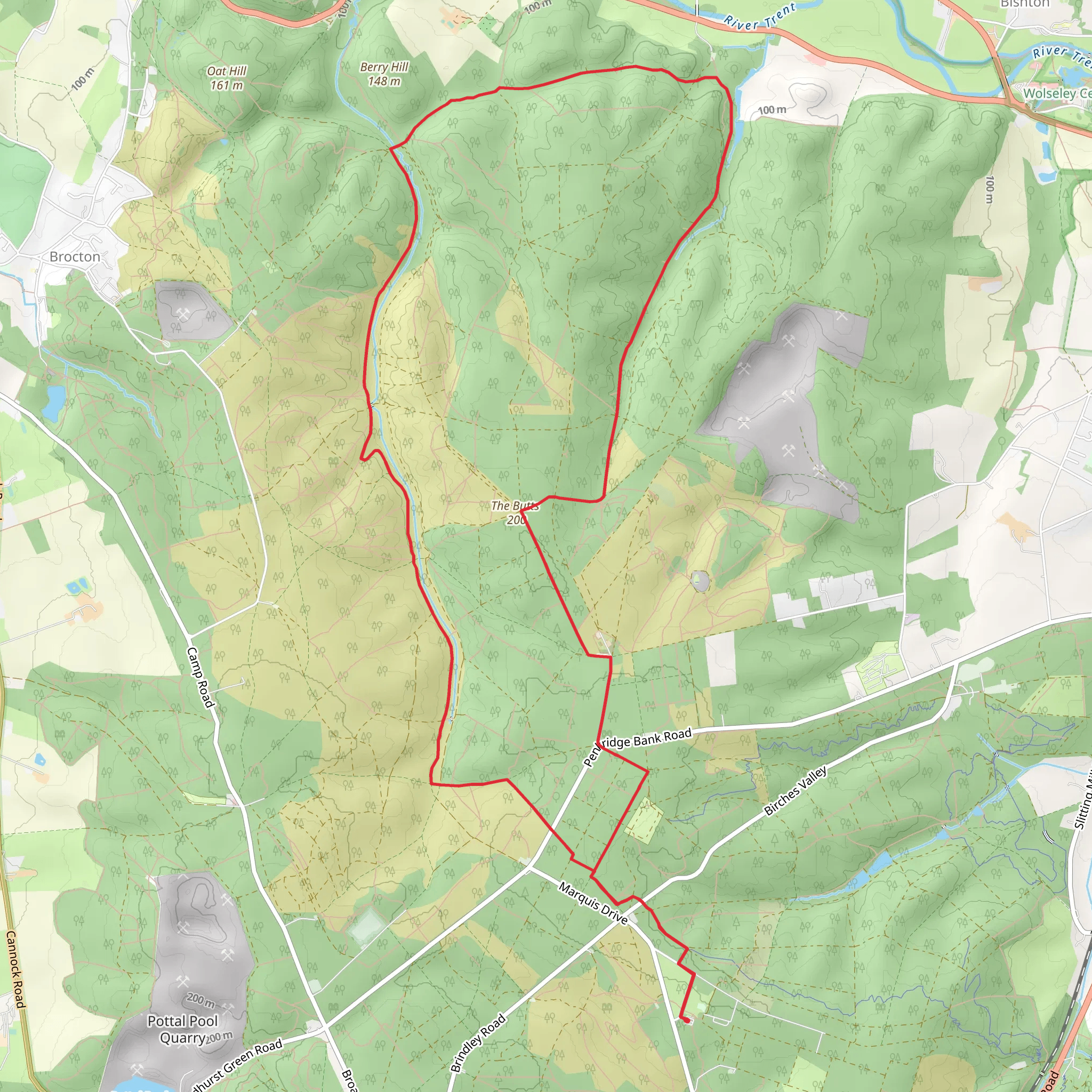 The Butts, Old Brook and Sher Brook mobile static map