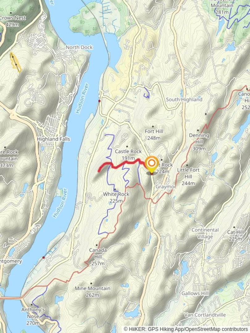 An image depicting the trail Sugarloaf Hill from State Highway 403 and its surrounding area.