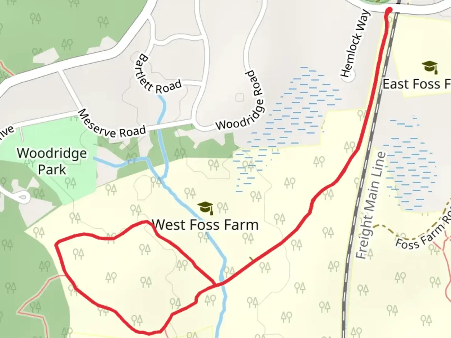 An image depicting the trail La Roche Brook - West Foss Farm and its surrounding area.