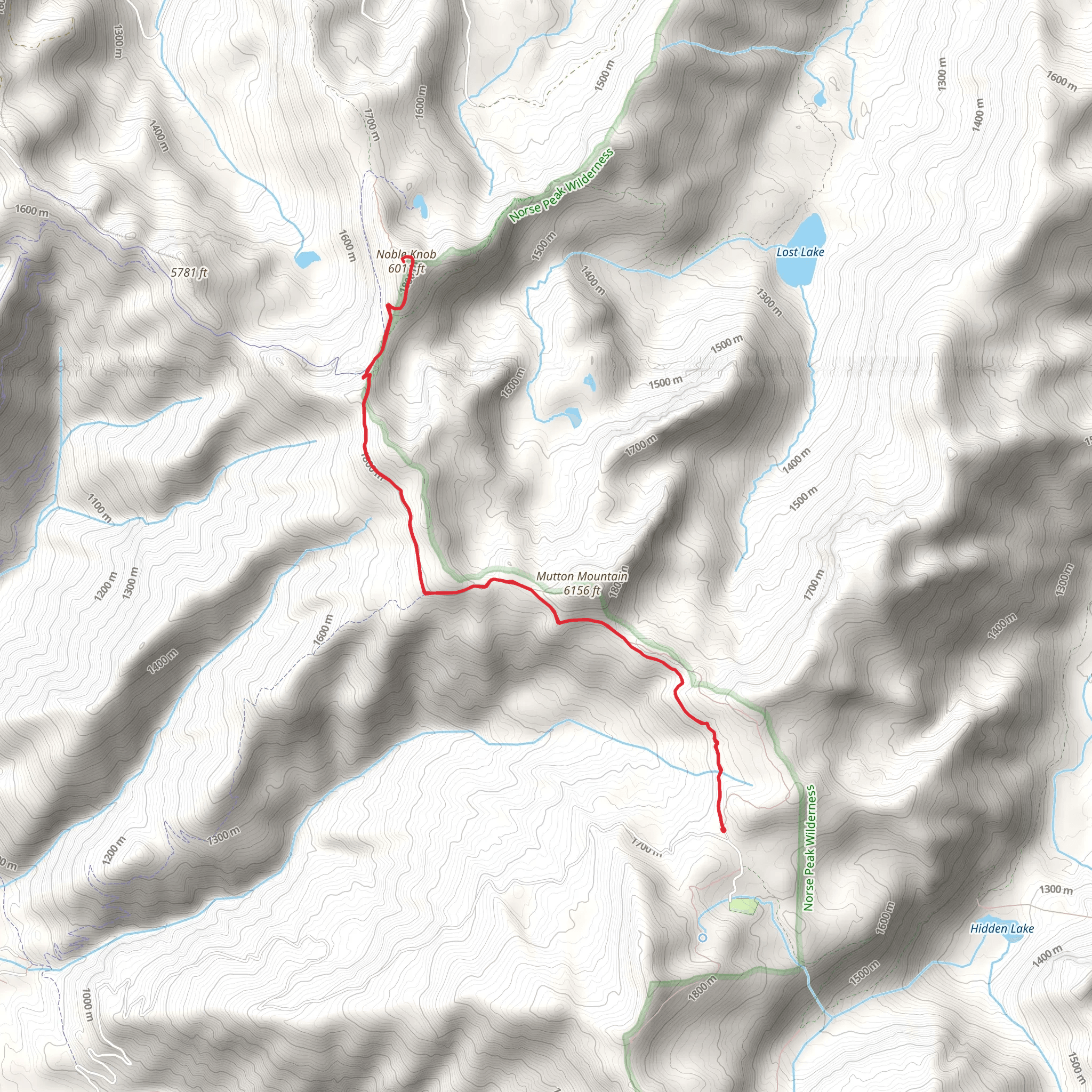Noble Knob Peak Trail mobile static map