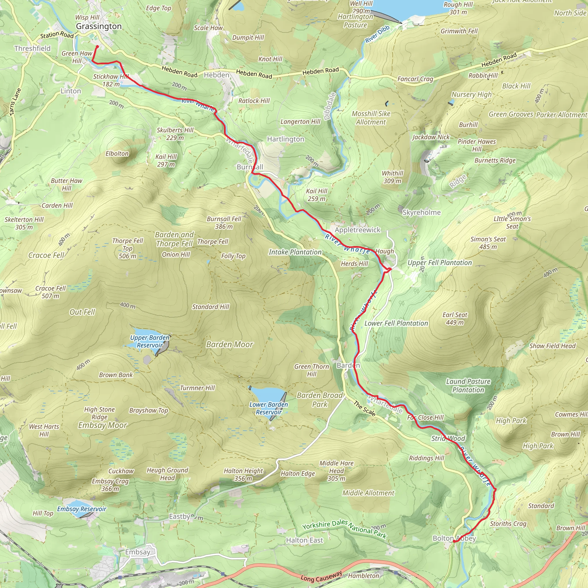Bolten Abbey to Grassington Walk mobile static map