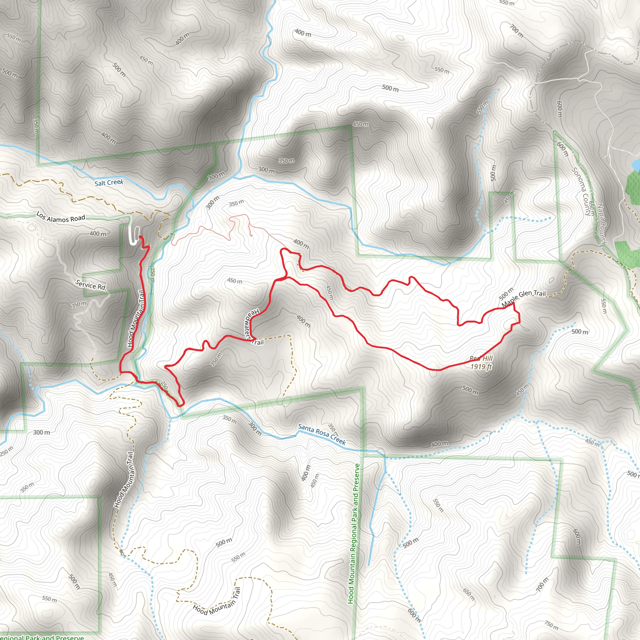 Red Hill Loop via Grandmother Oak Trail mobile static map
