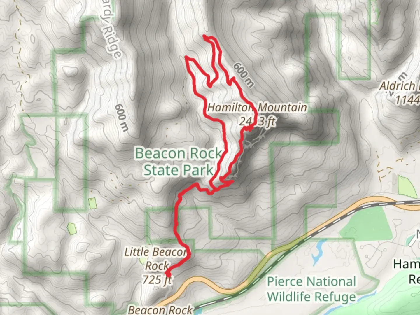 An image depicting the trail Little Hamilton Mountain and Hamilton Mountain Loop Trail and its surrounding area.