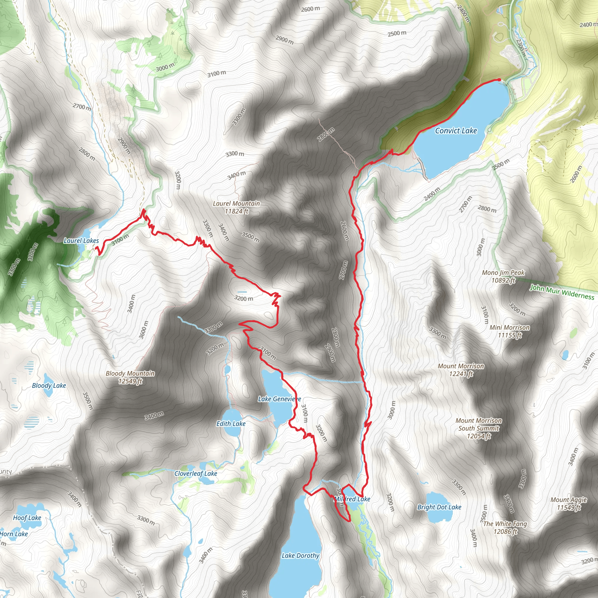 Convict Lake and Lake Genevieve mobile static map