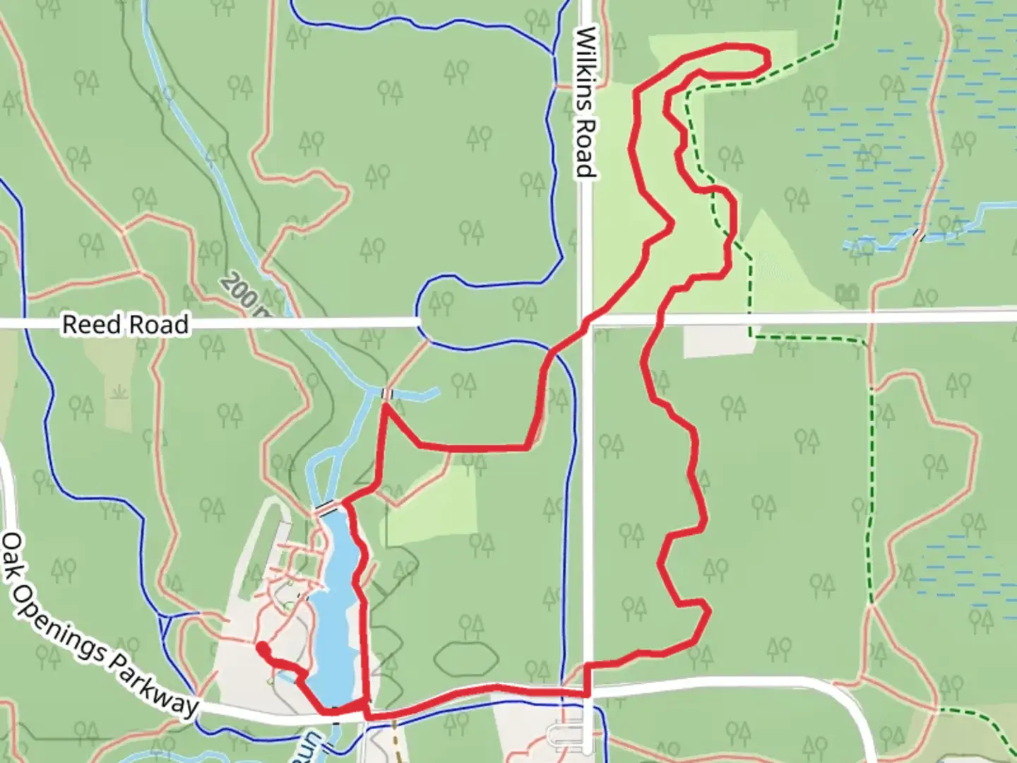 An image depicting the trail Ferns and Lakes Loop Trail and its surrounding area.