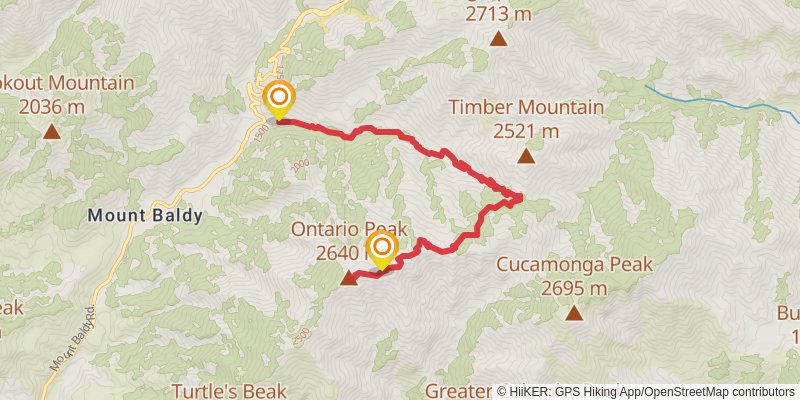 Ontario Peak Trail stage 2 Map