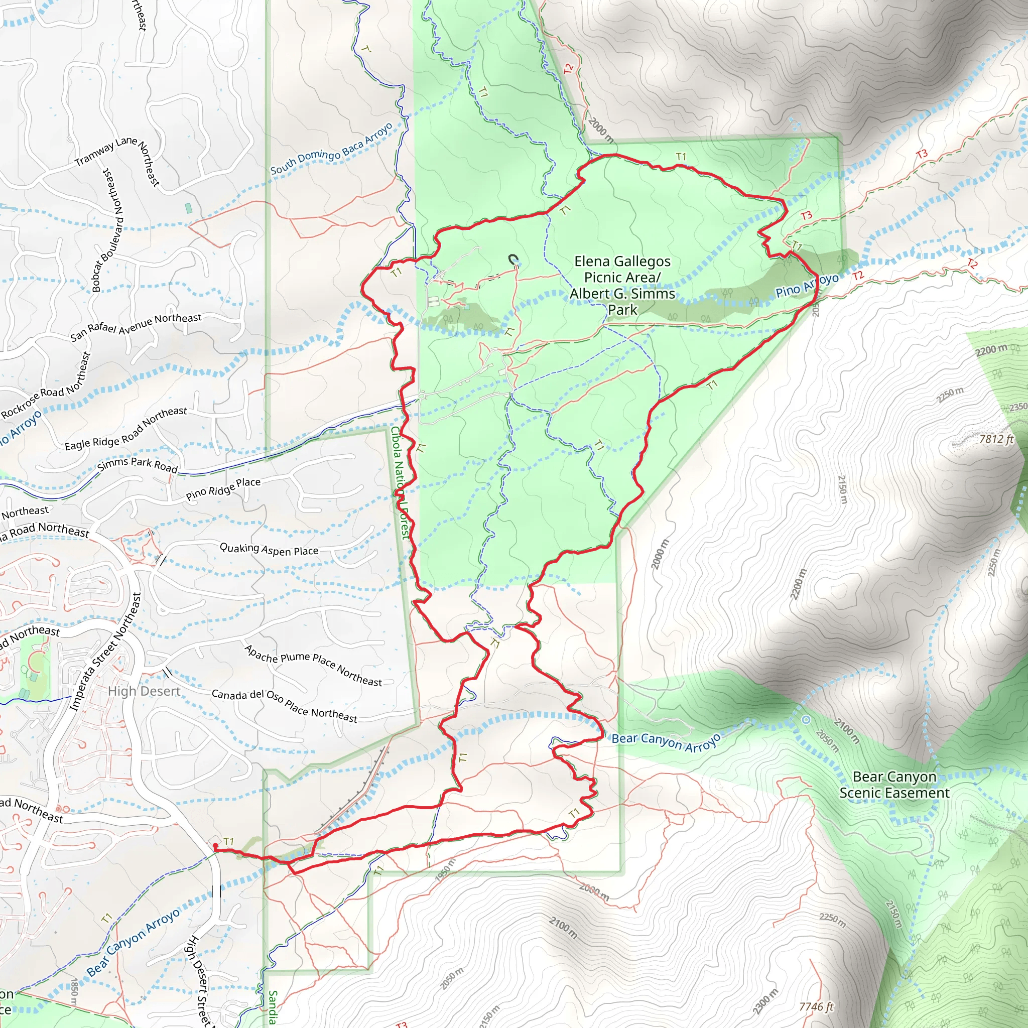 Elena Gallegos Picnic Area and Foothills Loop Trail mobile static map