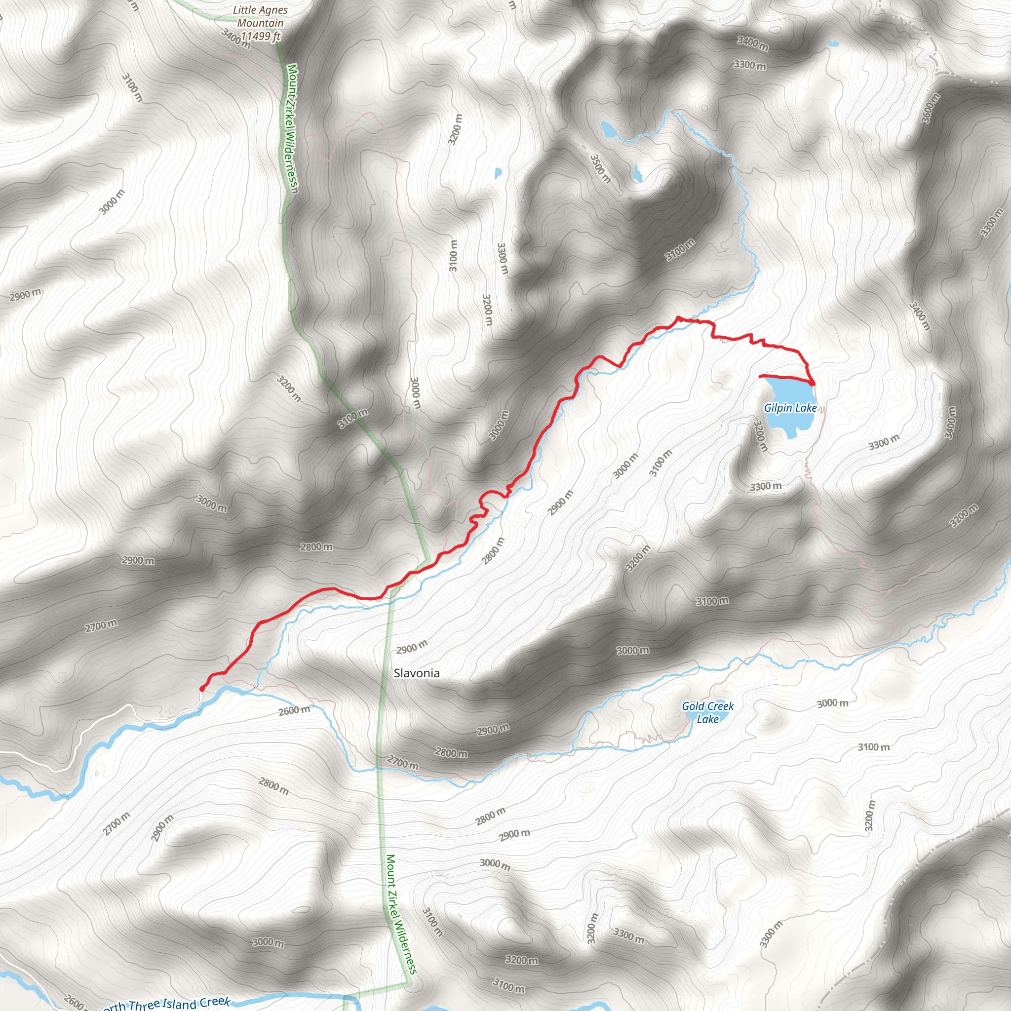 Gilpin Lake via Gilpin Creek mobile static map