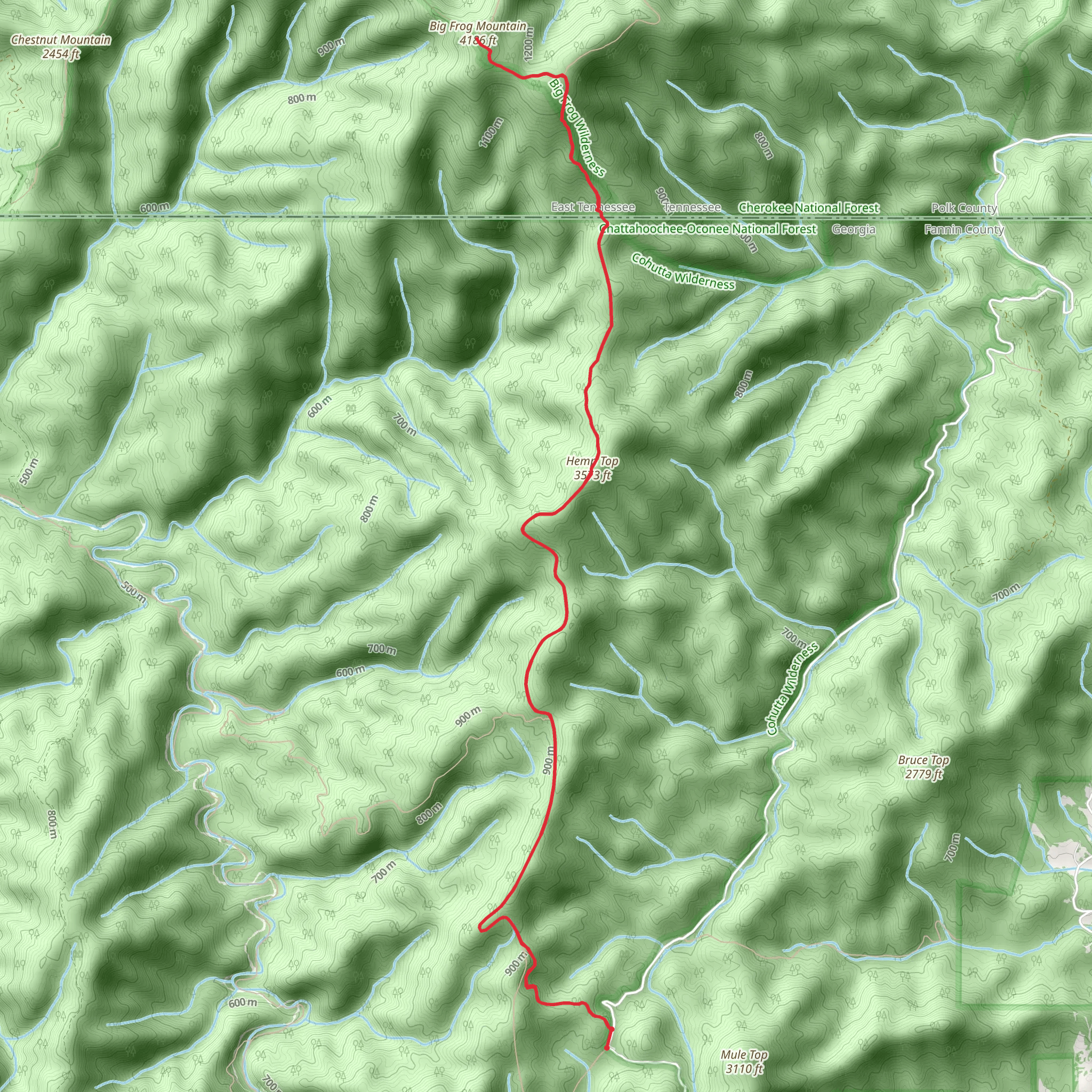 Hemp Top and Big Frog Mountain mobile static map