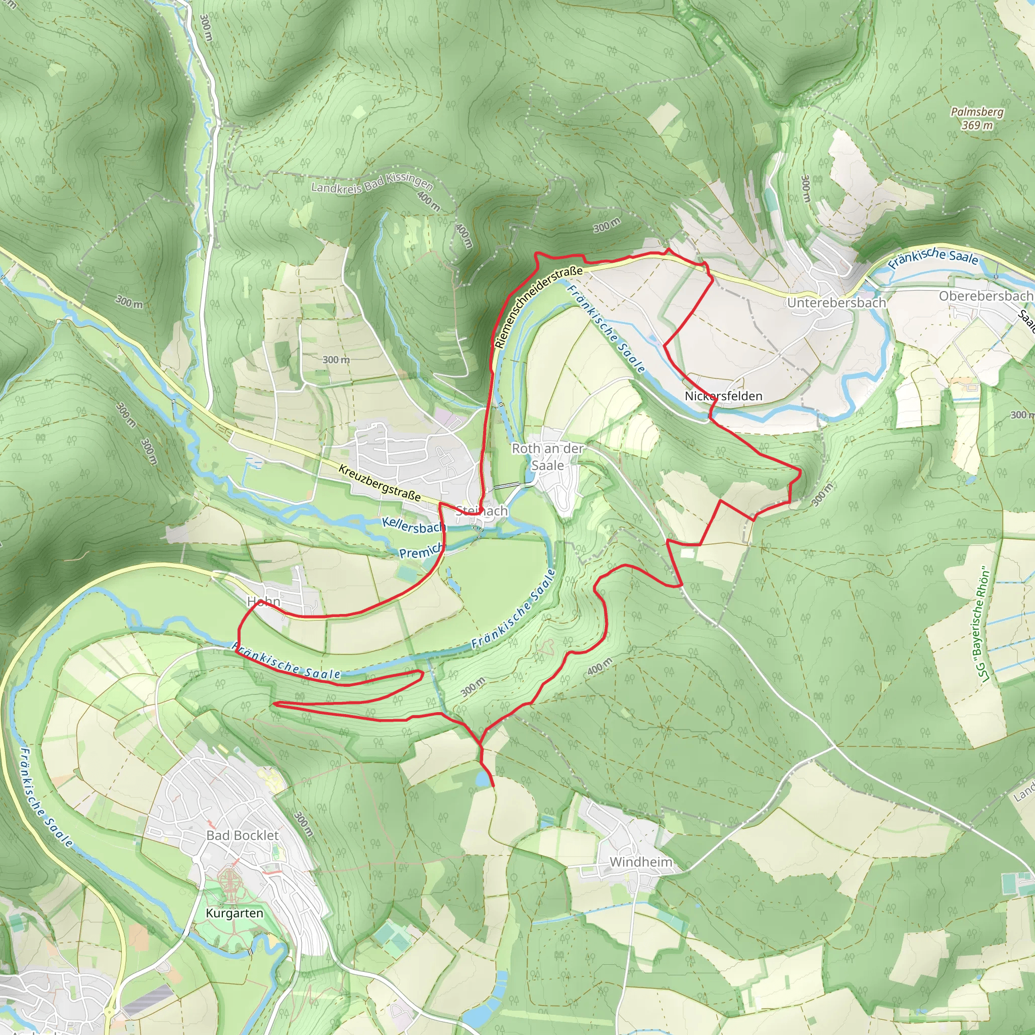 Steinach, Nickersfelden, Ruine Steineck and Windseller See Loop mobile static map