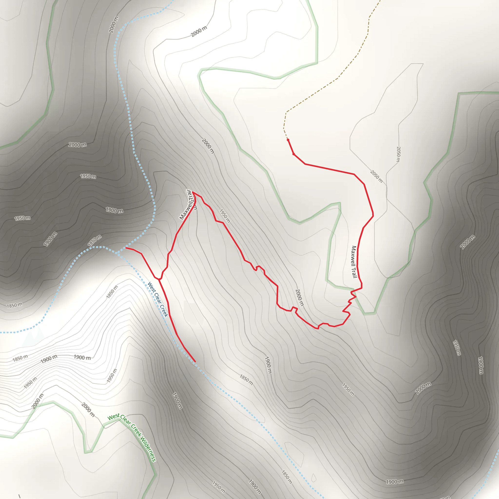 West Clear Creek and Maxwell Trail mobile static map