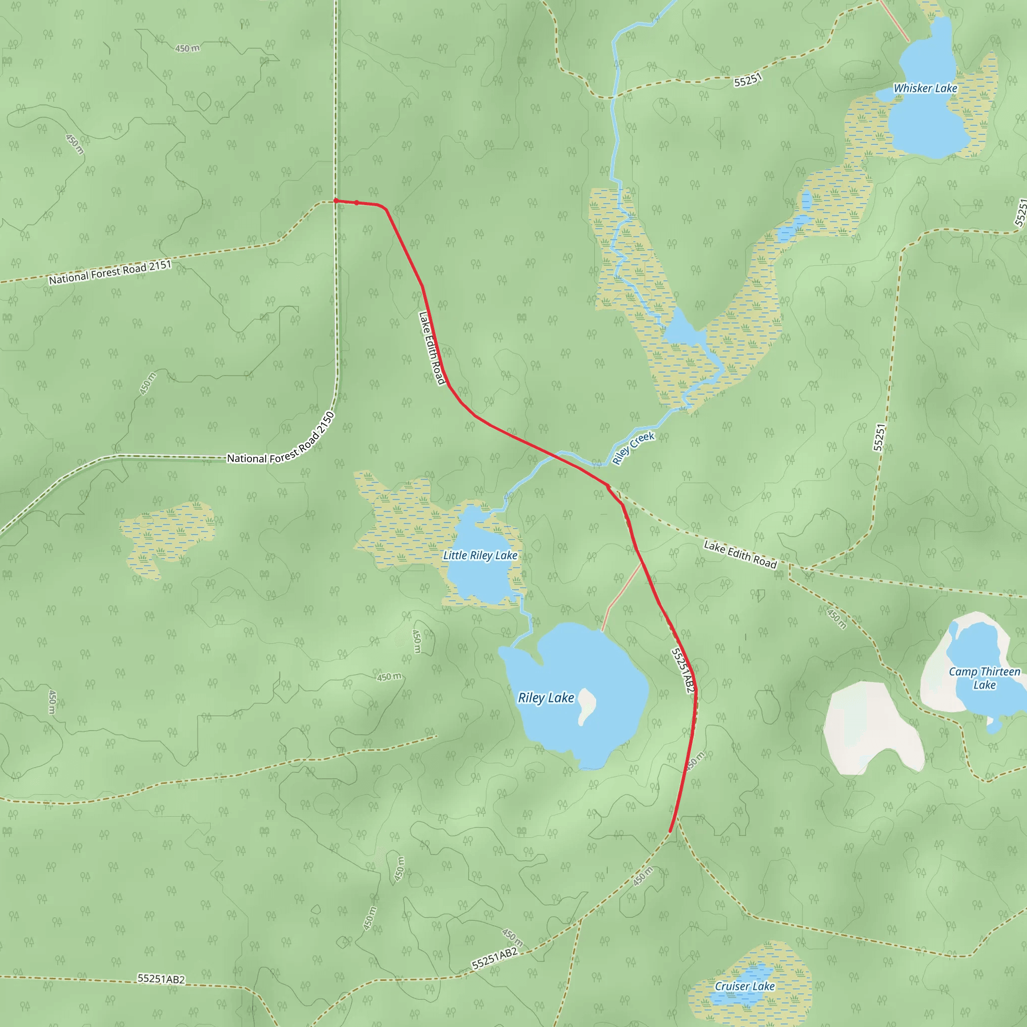 Whisker Lake AB Trail via Whisker Lake A Trail mobile static map
