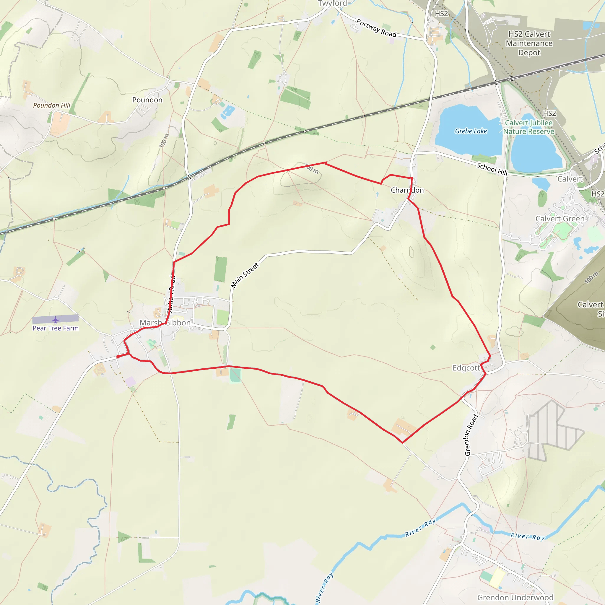 Windmill Hill and Edgecott Country Park Loop mobile static map