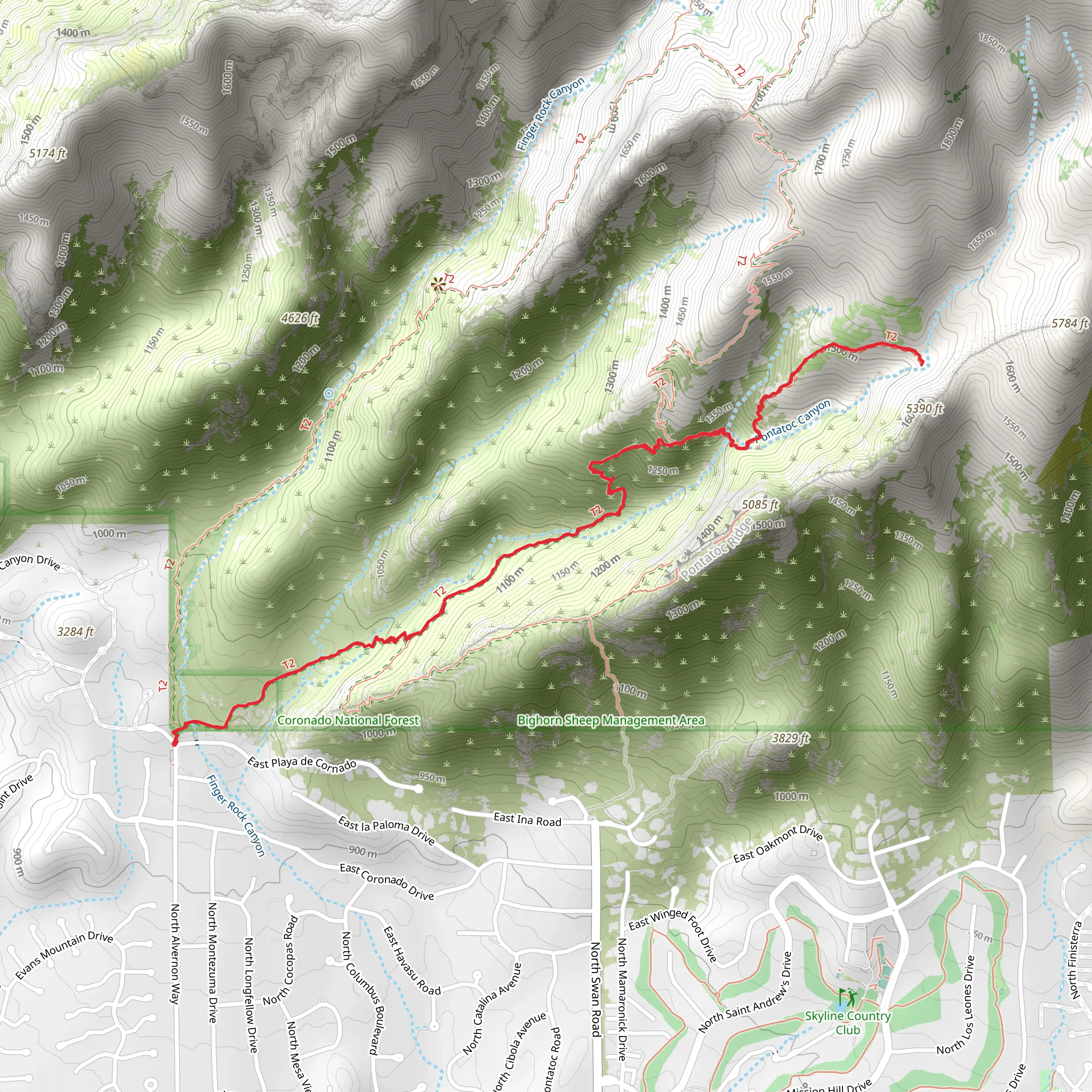 Pontatoc Canyon Trail mobile static map