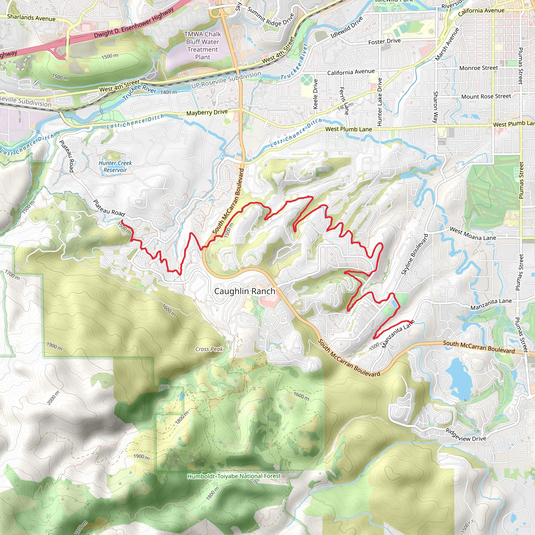 Steamboat Ditch Trail - Manzanita Lane mobile static map