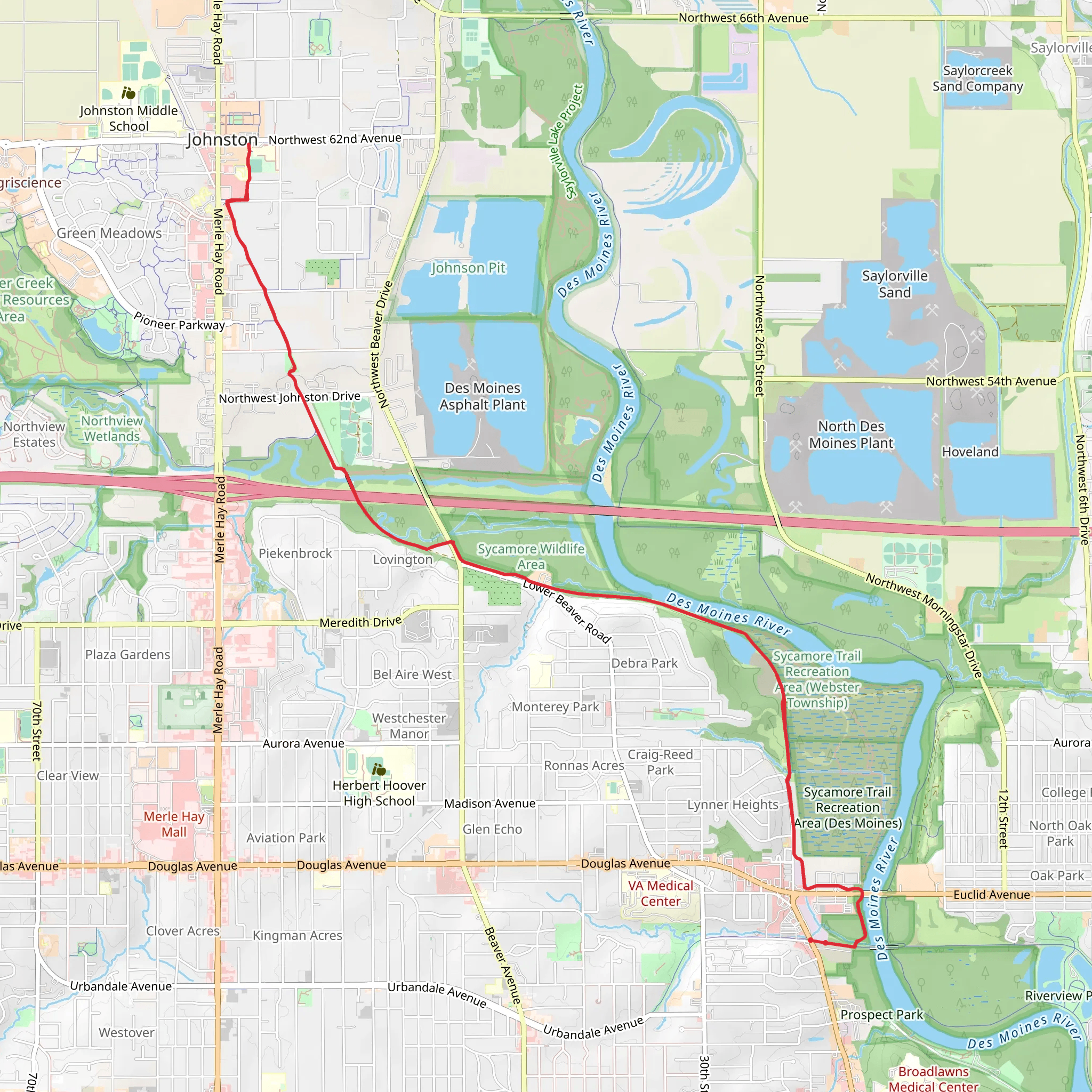 Trestle to Trestle and Johnston Interurban Trail - Prospect Park mobile static map