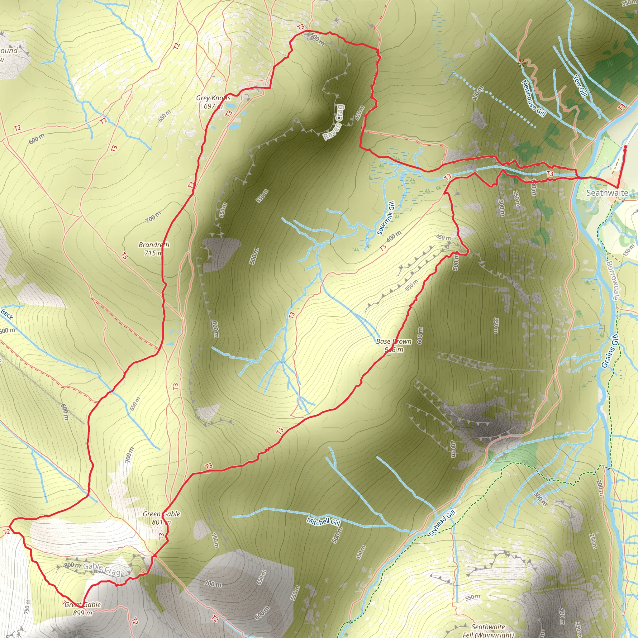 Grey Knotts, Brandeth, Green Gable and Base Brown Loop mobile static map
